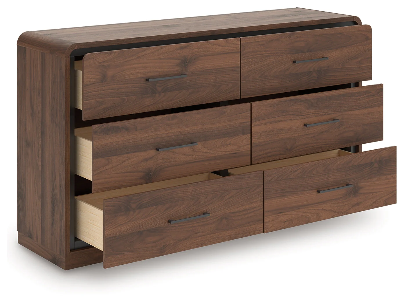 Fortlorn Walnut Brown King Panel Bed, Dresser and Nightstand - Image 5