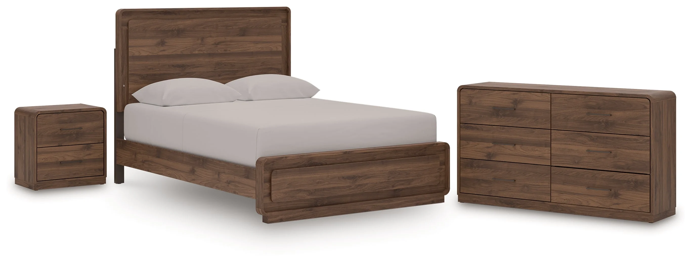 Fortlorn Walnut Brown Queen Panel Bed, Dresser and Nightstand - Image 2