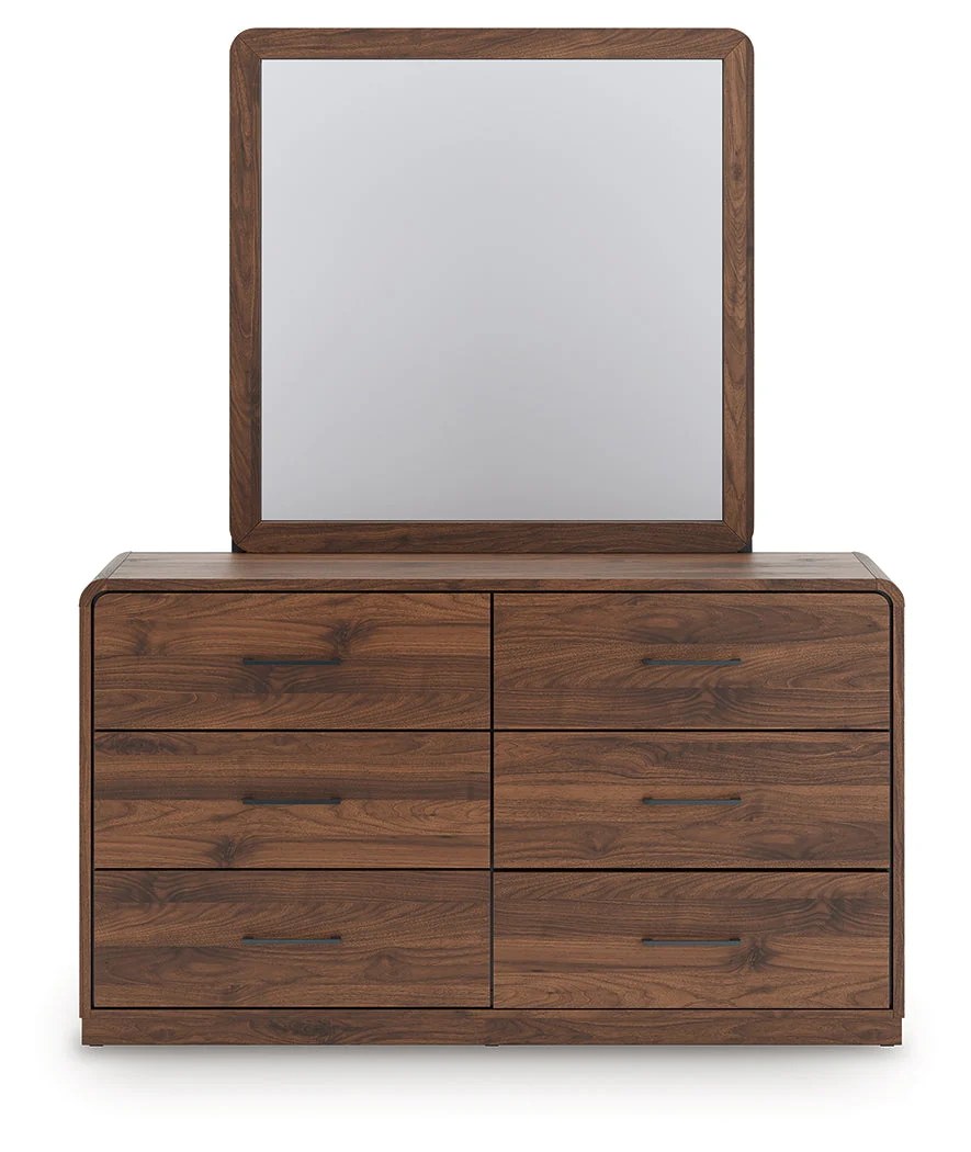 Fortlorn Walnut Brown Queen Panel Bed, Dresser, Mirror and Nightstand - Image 2