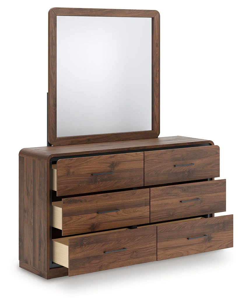 Fortlorn Walnut Brown Queen Panel Bed, Dresser, Mirror and Nightstand - Image 4