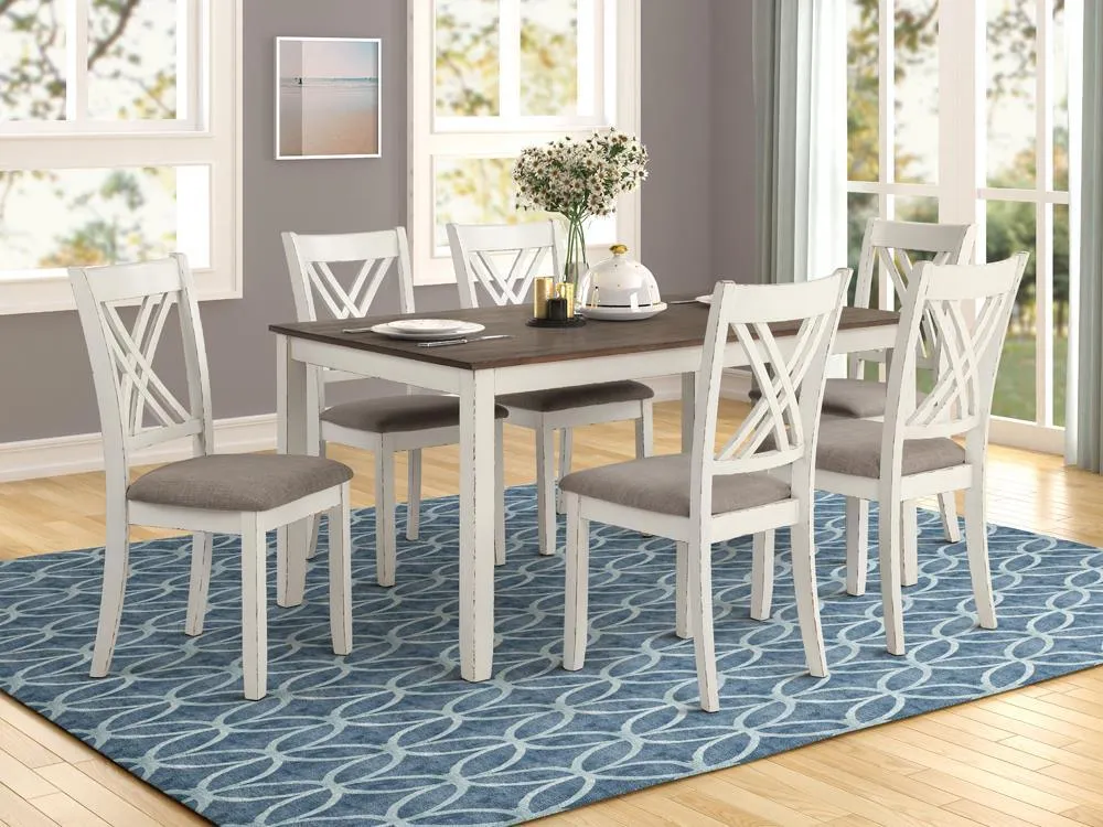 Fortress Chestnut/Vintage White 7-Piece Dining Set