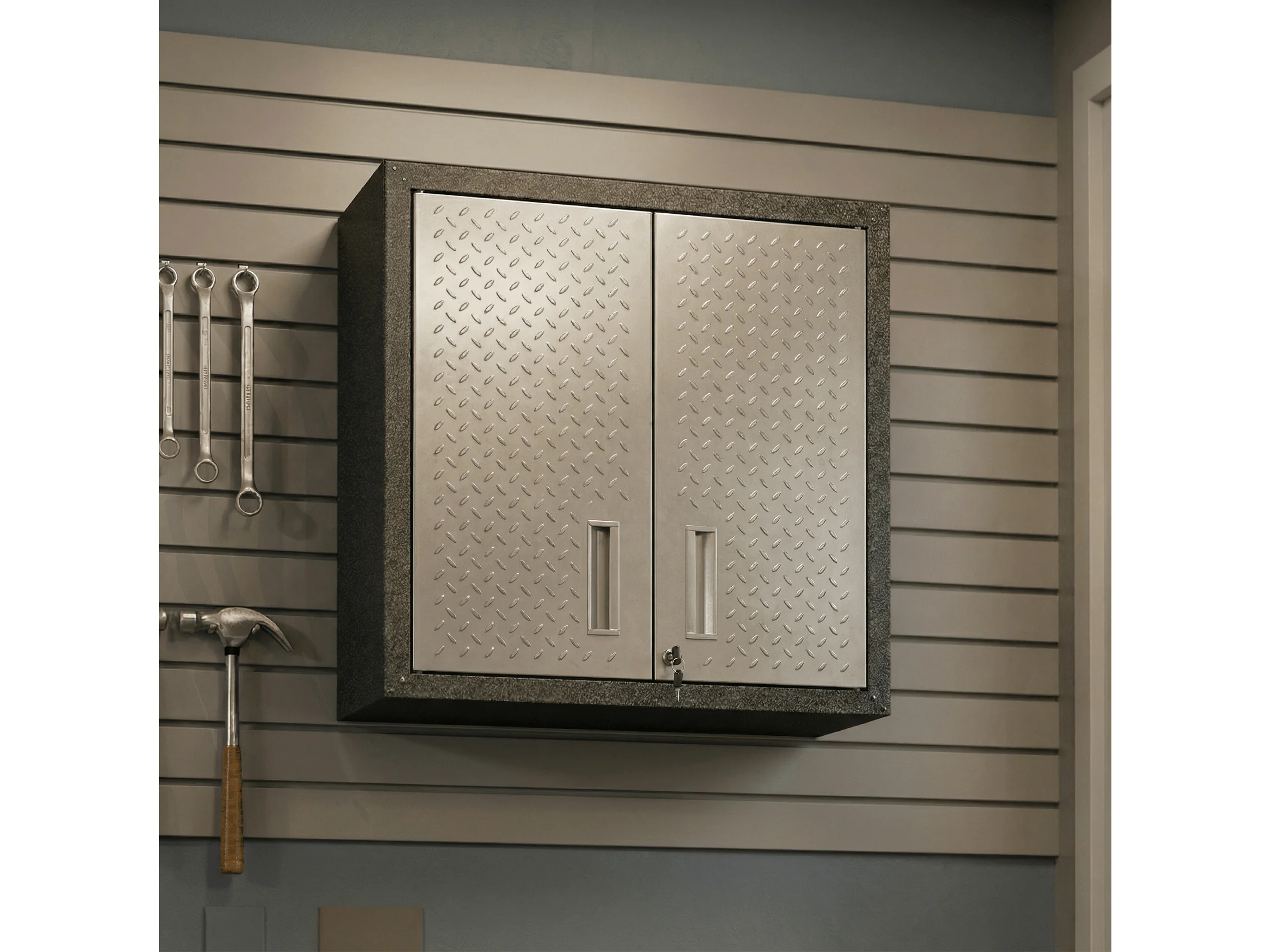 Fortress Floating Garage Cabinet in Grey