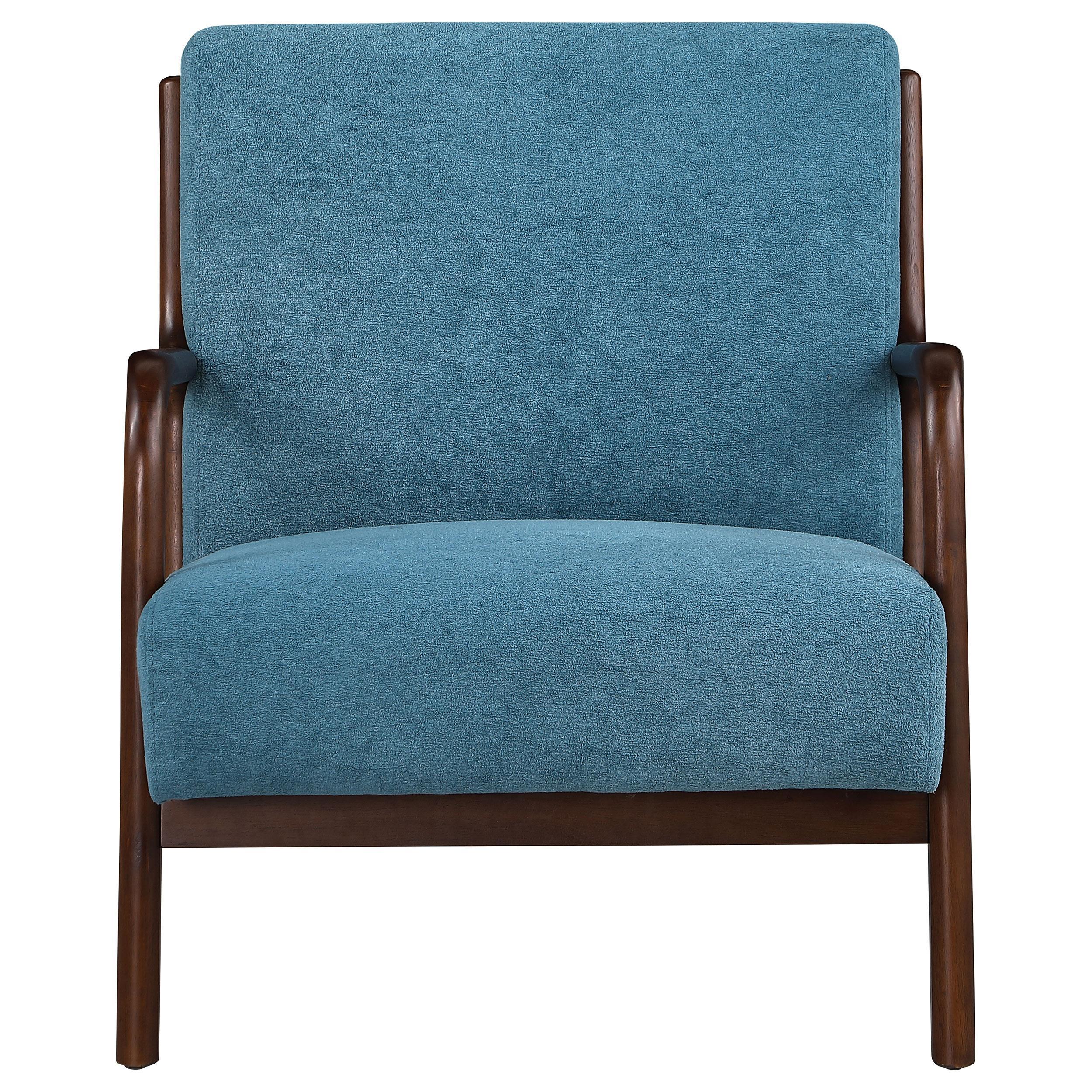 Foster Peacock Blue Upholstered Wood Frame Accent Chair - Image 2