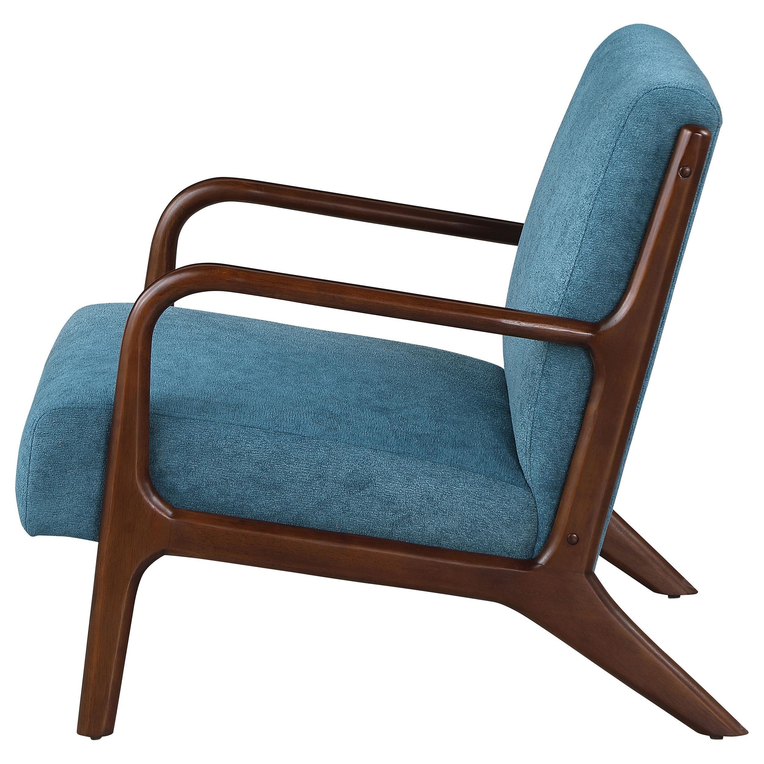 Foster Peacock Blue Upholstered Wood Frame Accent Chair - Image 4