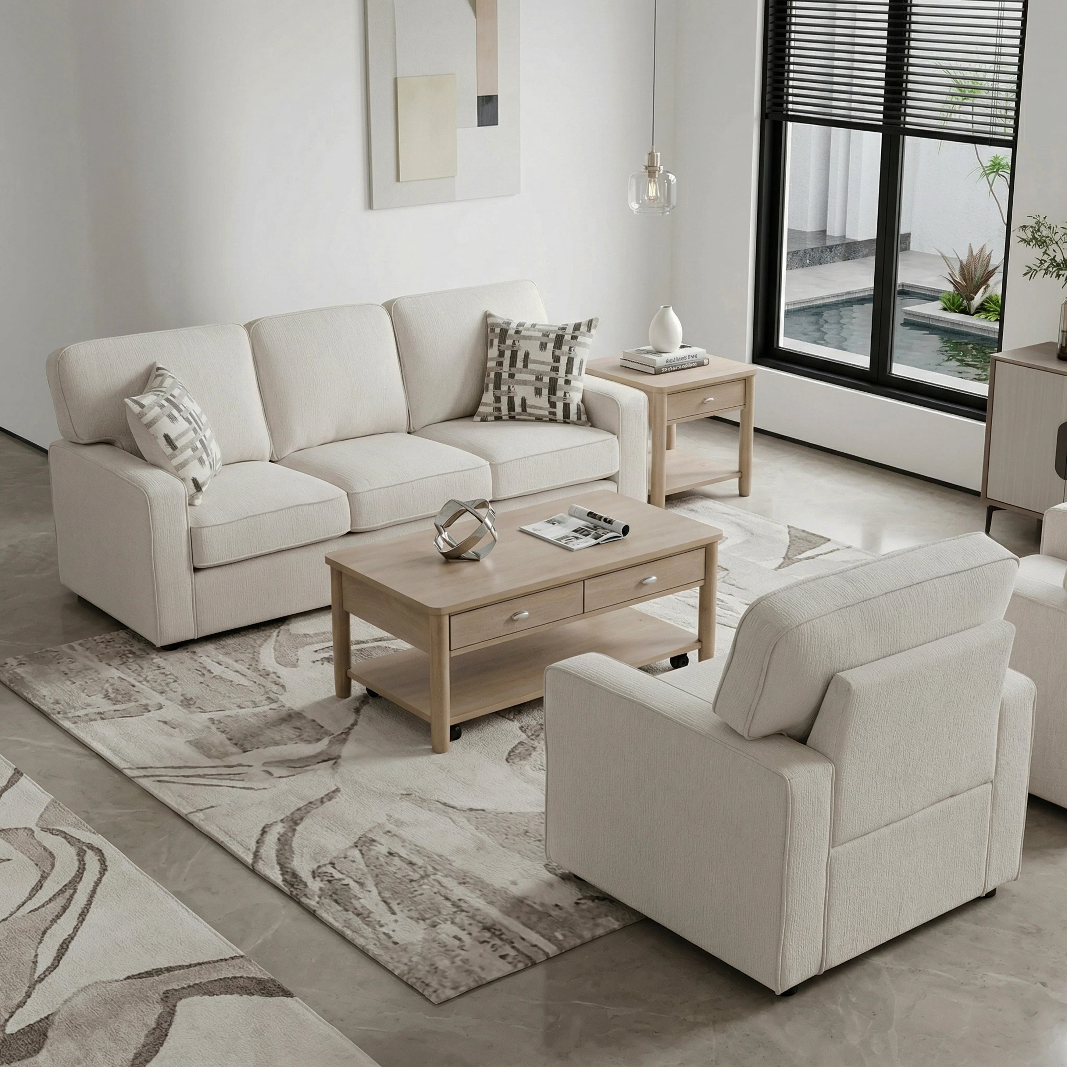 Frances Beige 3-Piece Living Room Set - Image 18