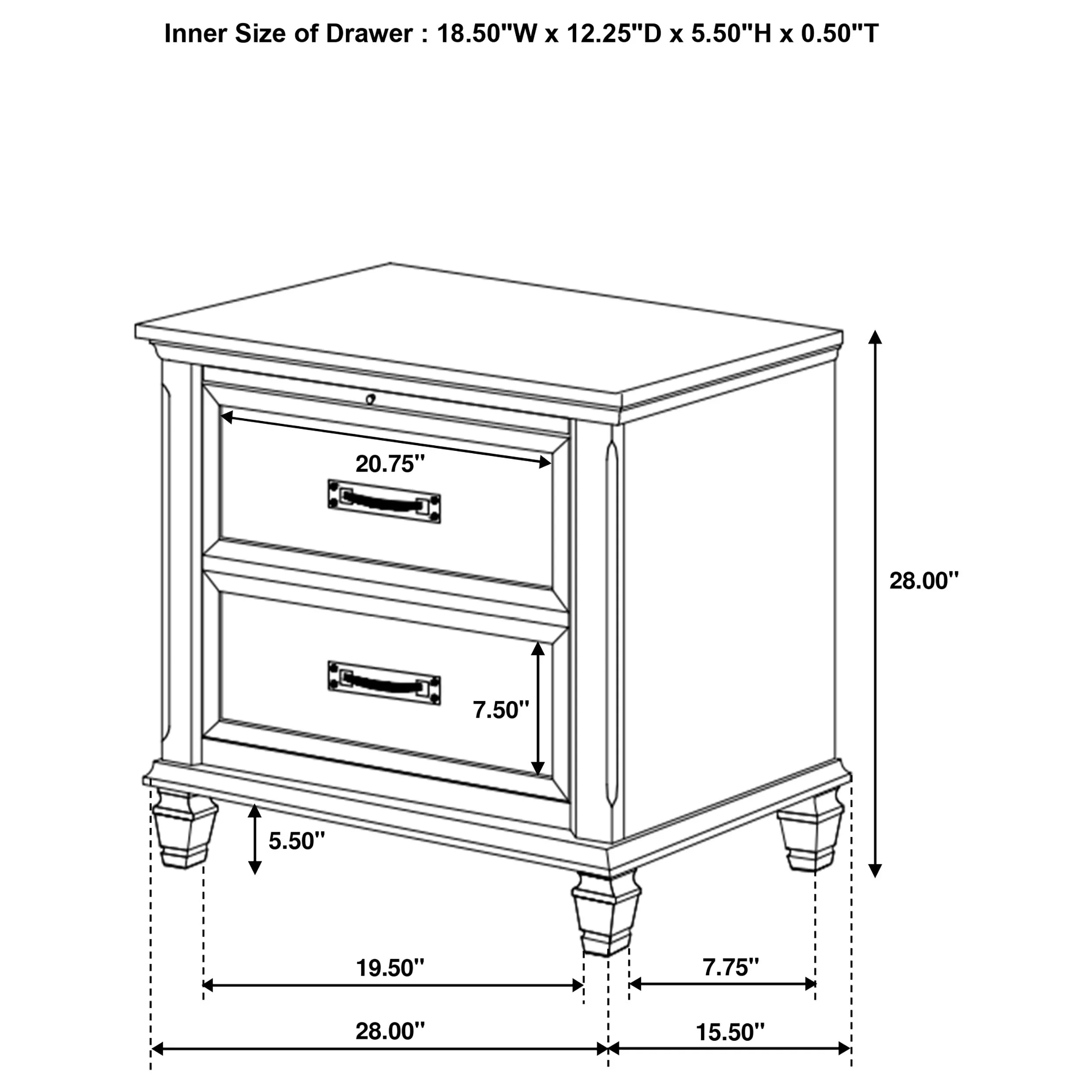 Franco Antique White 4-Piece Queen Storage Bedroom Set - Image 10