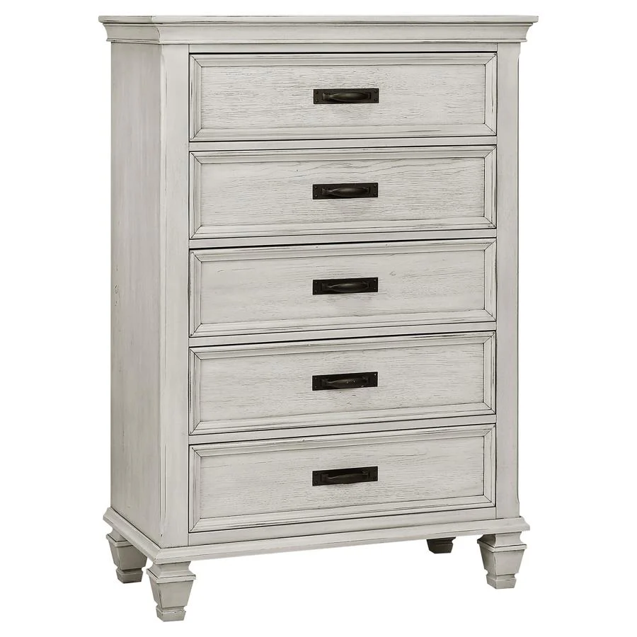 Franco Antique White 5-Piece Eastern King Storage Bedroom Set - Image 7