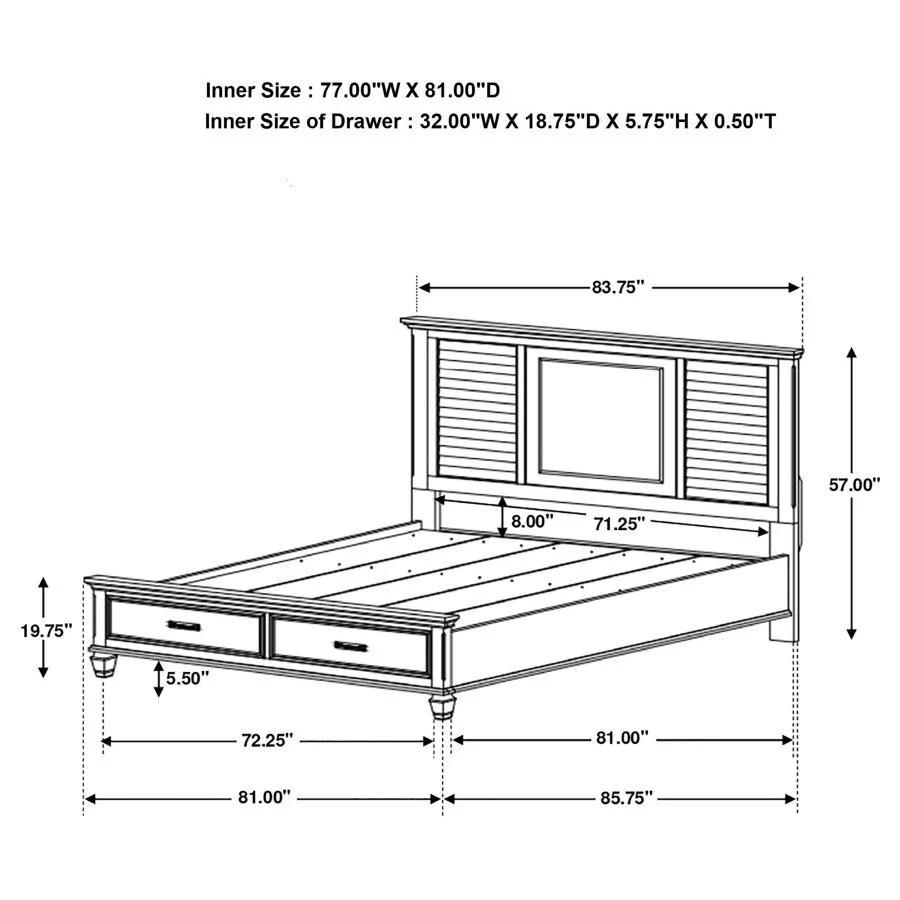 Franco Antique White 5-Piece Eastern King Storage Bedroom Set - Image 9