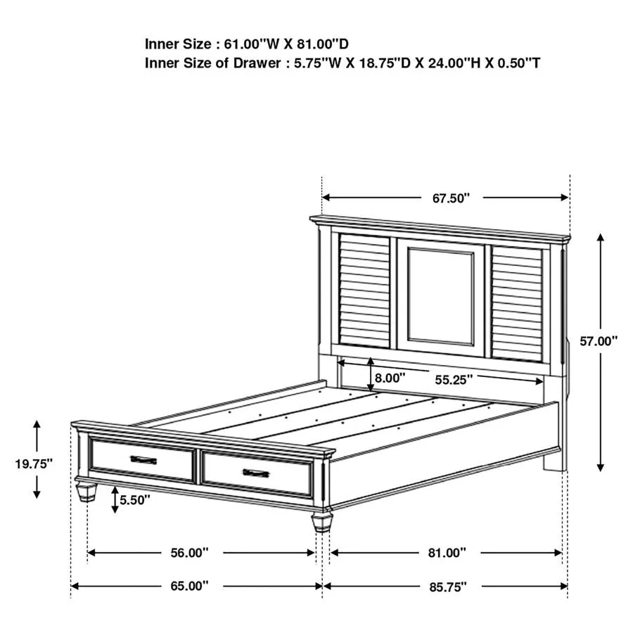 Franco Antique White 5-Piece Queen Storage Bedroom Set - Image 10