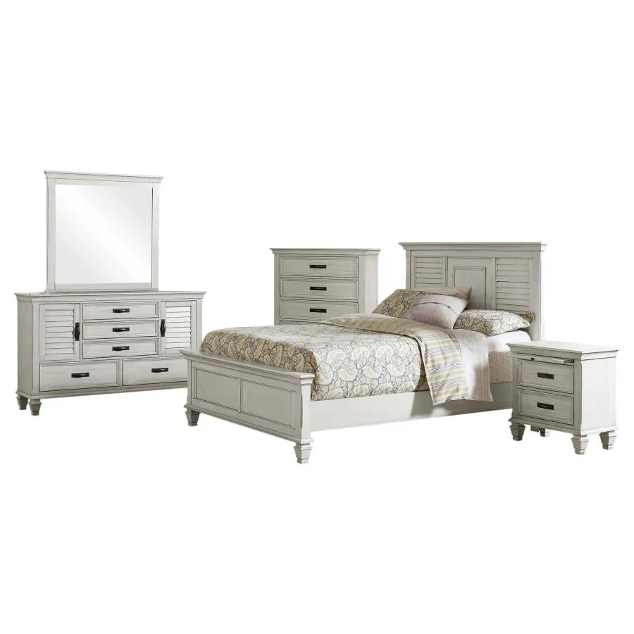 Franco Antique White 5-Piece Queen Storage Platform Bedroom Set - Image 2