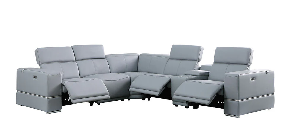 Franco Light Blue 6-Piece 2 Power Reclining Sectional [ Special Price ] - Image 3