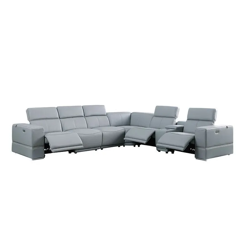 Franco Light Blue 7-Piece 3 Power Reclining Sectional [Special Price] - Image 3