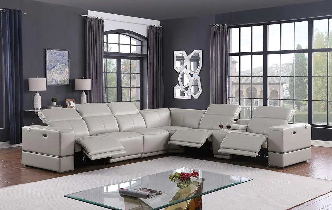 Franco Light Grey 6-Piece 2 Power Reclining Sectional [Special Price] - Image 3