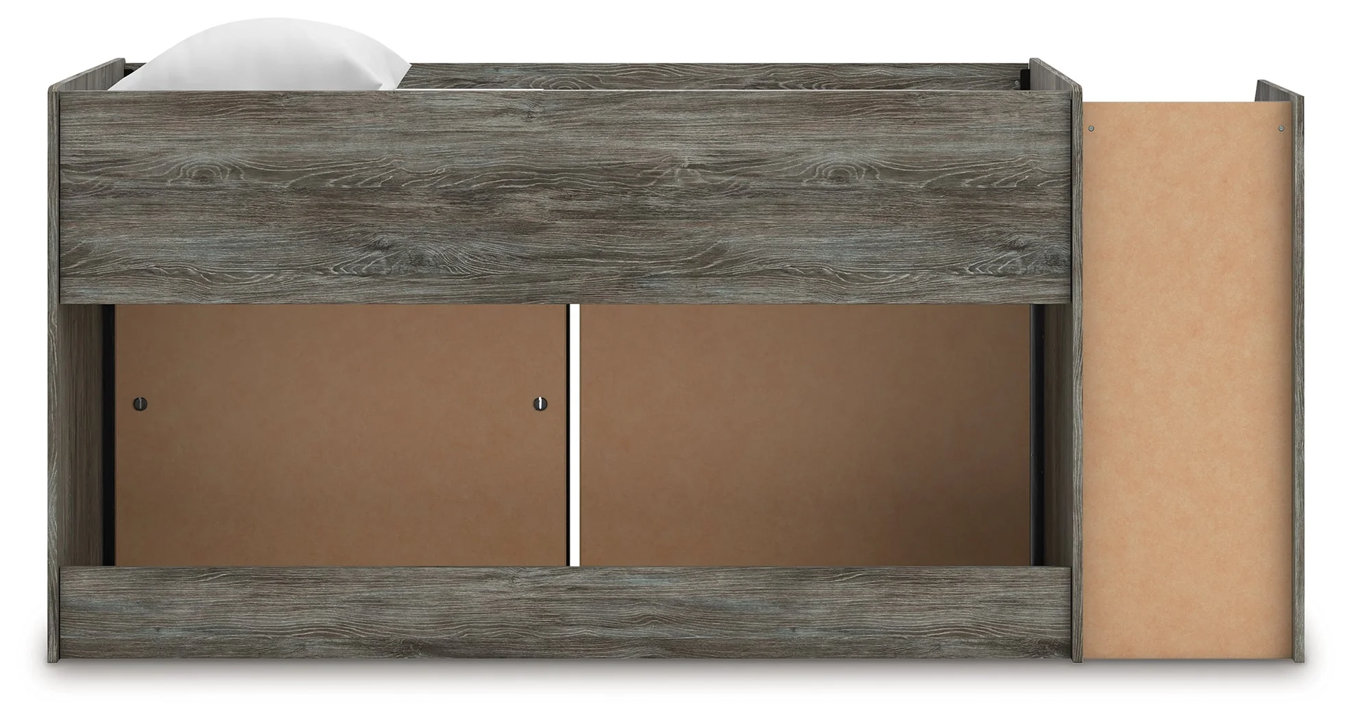 Frandern Gray Twin Loft Bed with Bookcase and Drawer Storage - Image 6