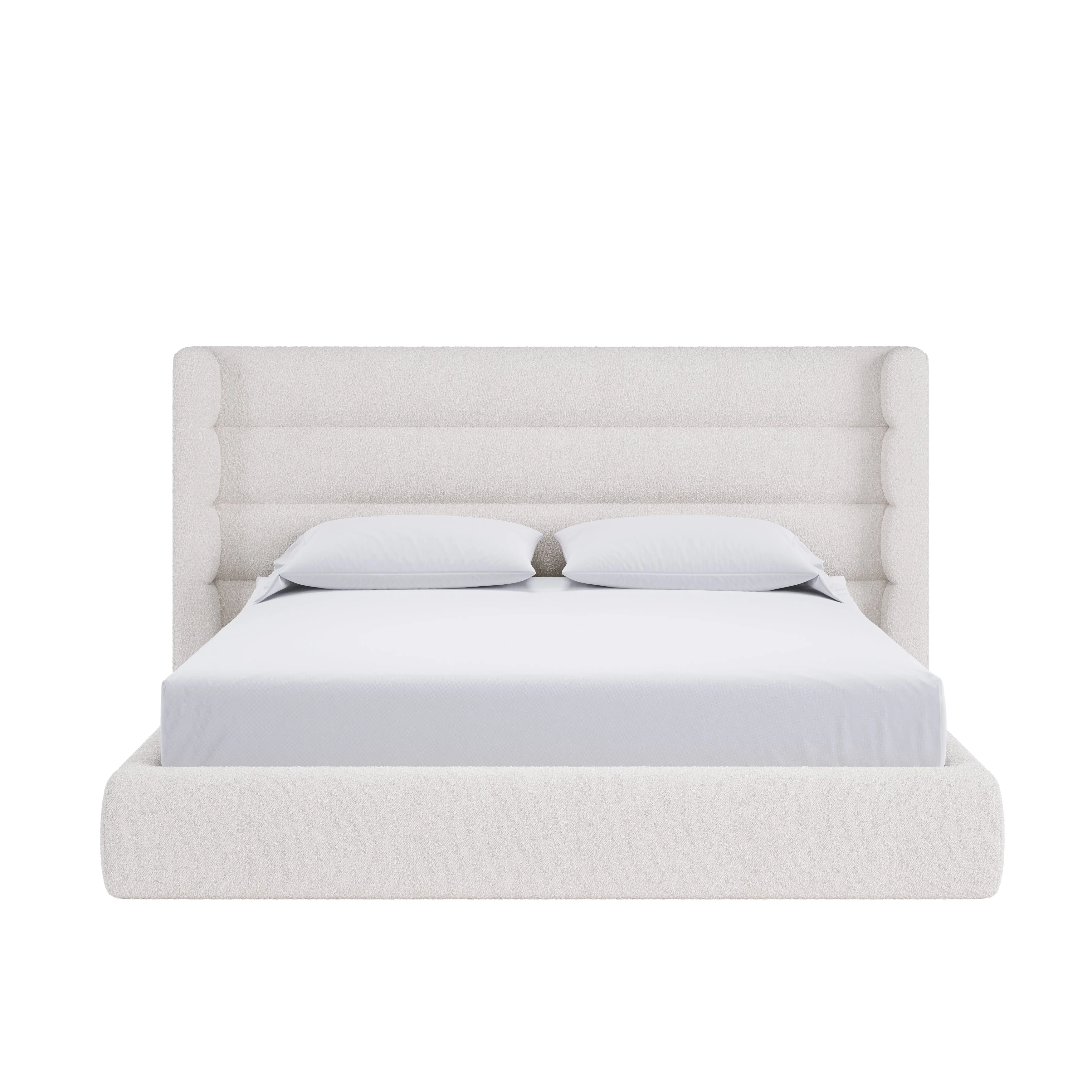 Frank Upholstered California King Wingback Platform Bed in Cottage Cheese Boucle - Image 5