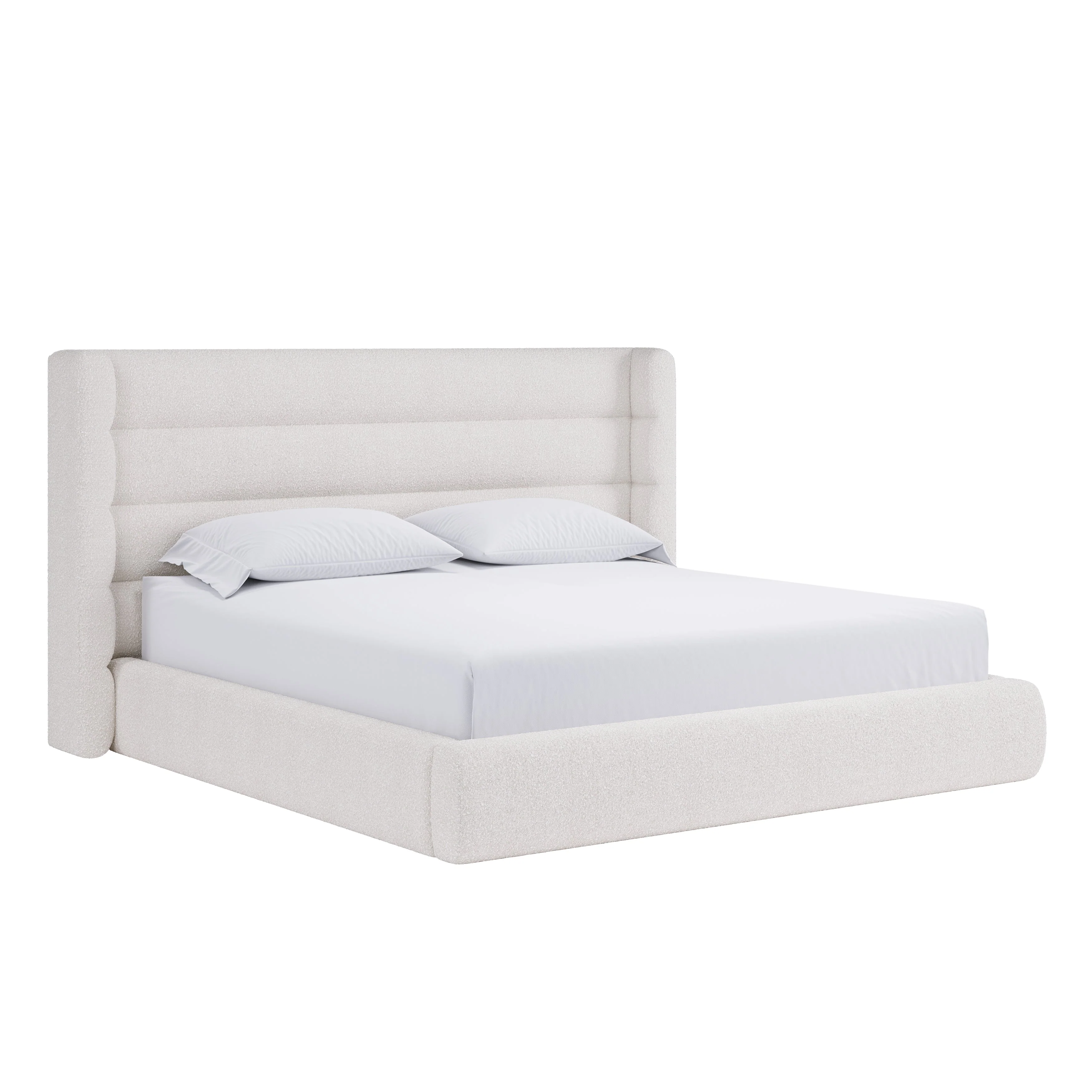 Frank Upholstered California King Wingback Platform Bed in Cottage Cheese Boucle - Image 6