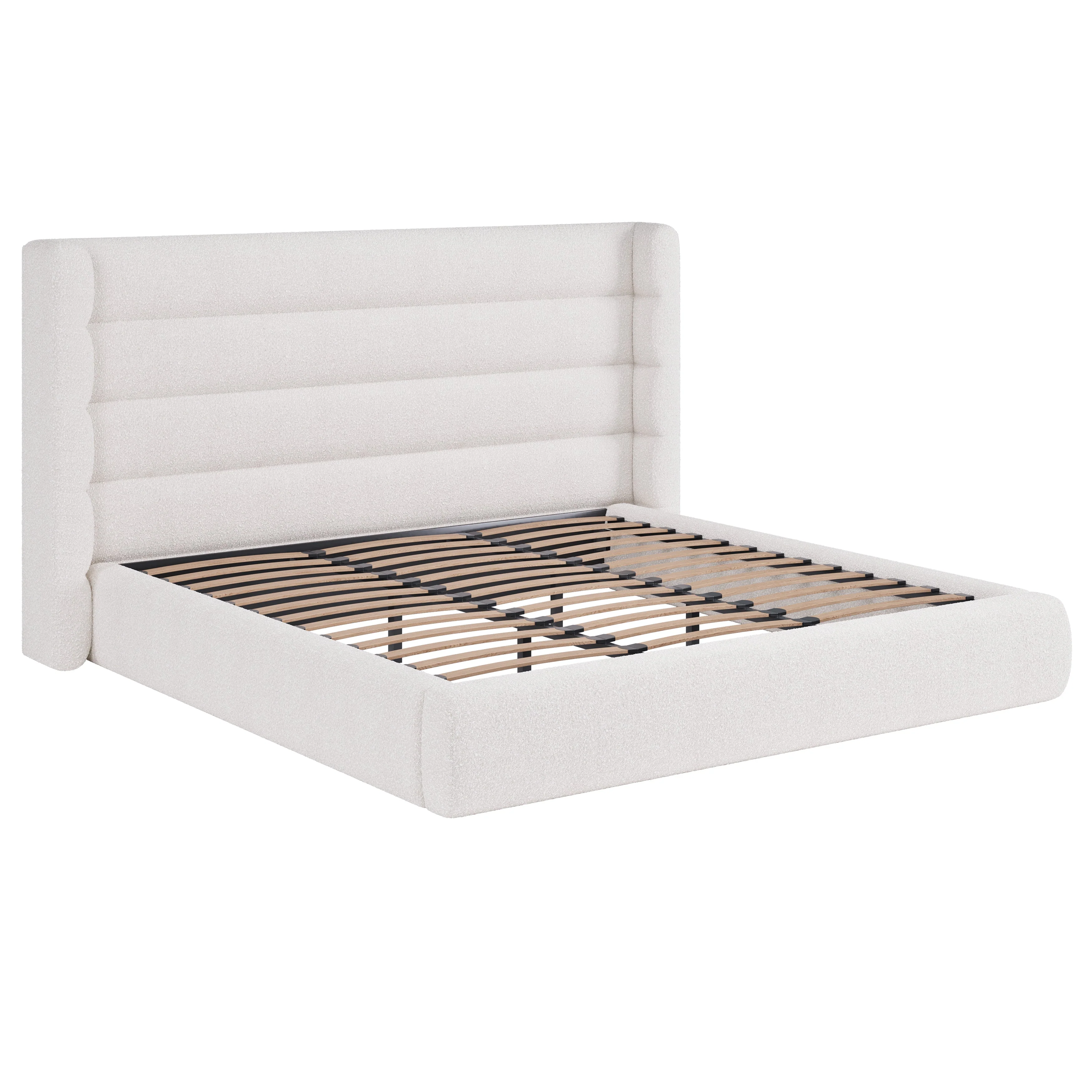 Frank Upholstered California King Wingback Platform Bed in Cottage Cheese Boucle - Image 8