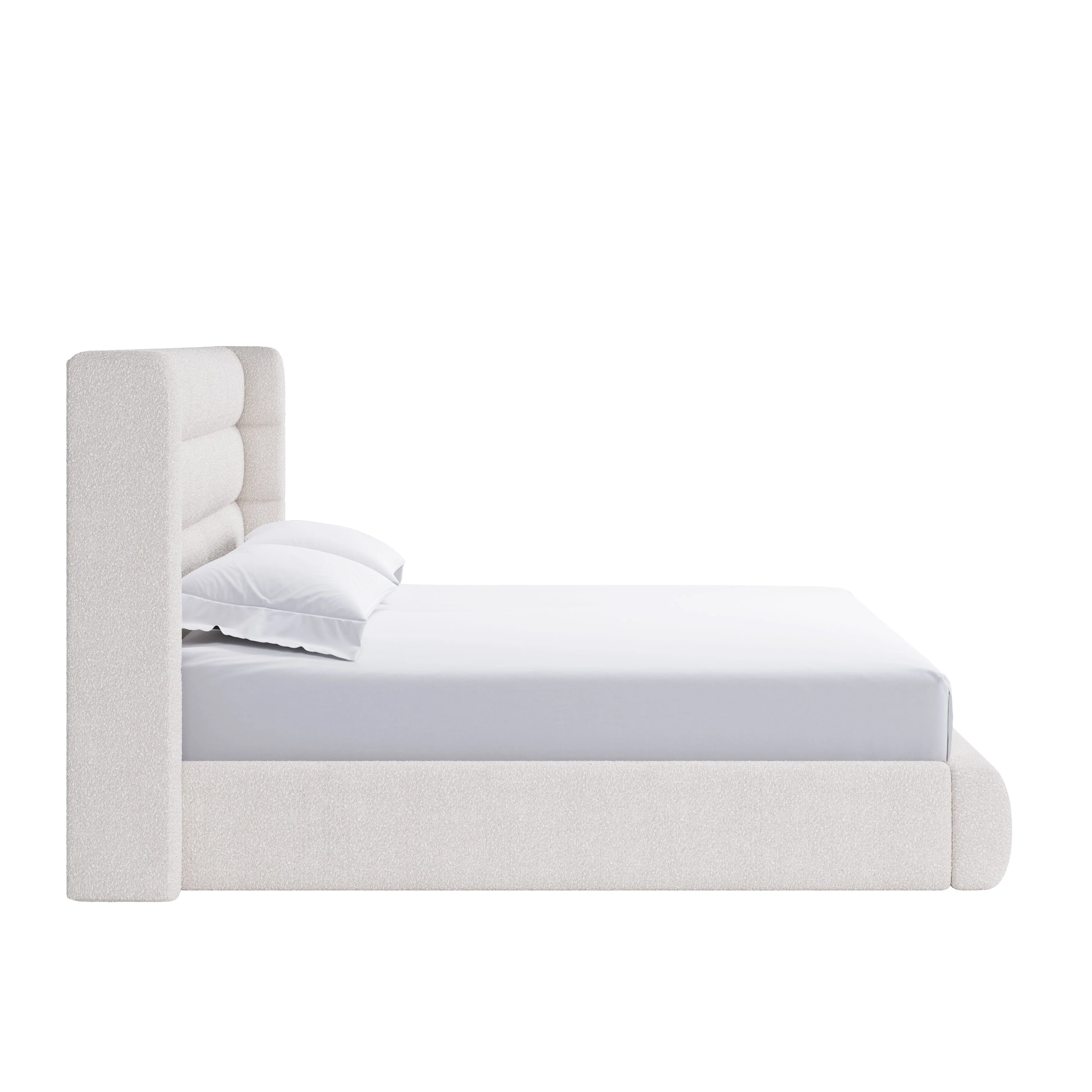 Frank Upholstered Eastern King Wingback Platform Bed in Cottage Cheese Boucle - Image 7