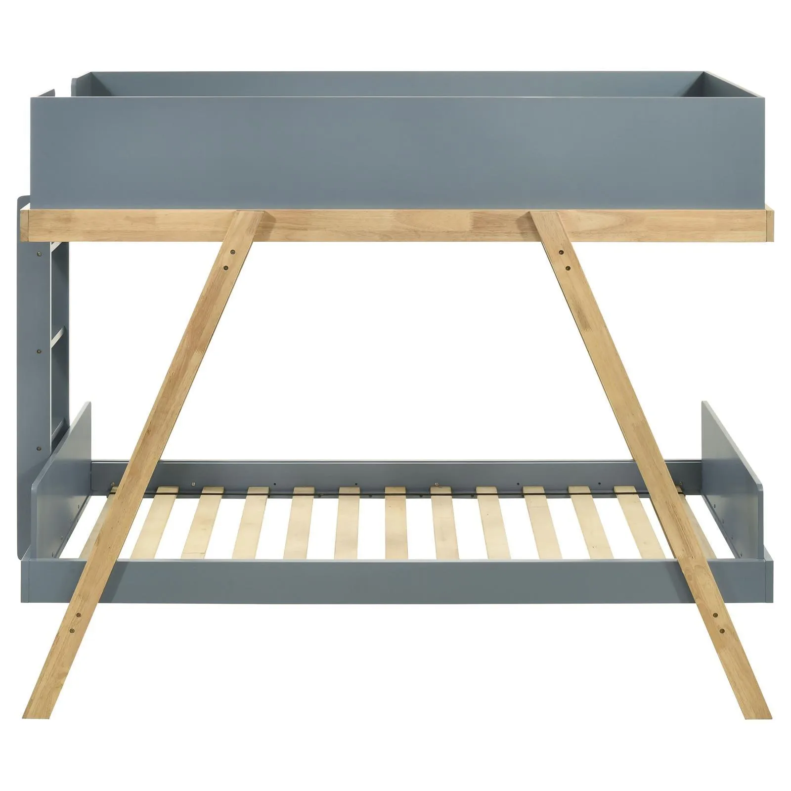 Frankie Van Courtland Blue and Natural Wood Twin Over Twin Bunk Bed - Image 3
