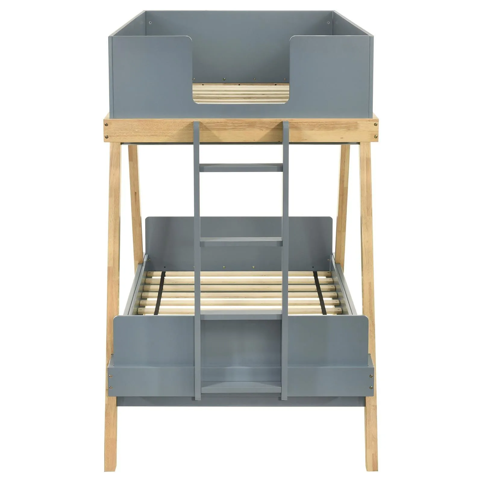 Frankie Van Courtland Blue and Natural Wood Twin Over Twin Bunk Bed - Image 4