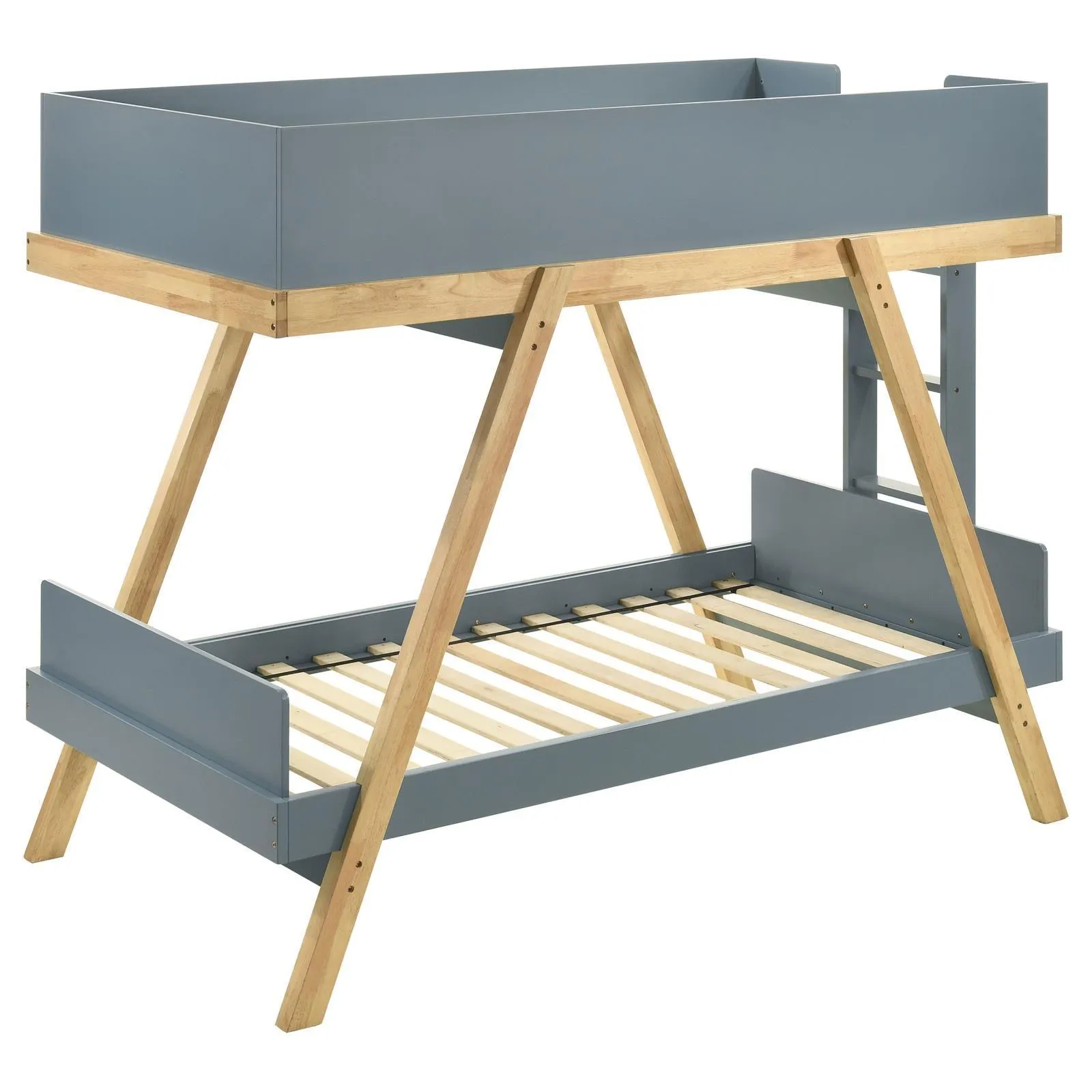 Frankie Van Courtland Blue and Natural Wood Twin Over Twin Bunk Bed - Image 5