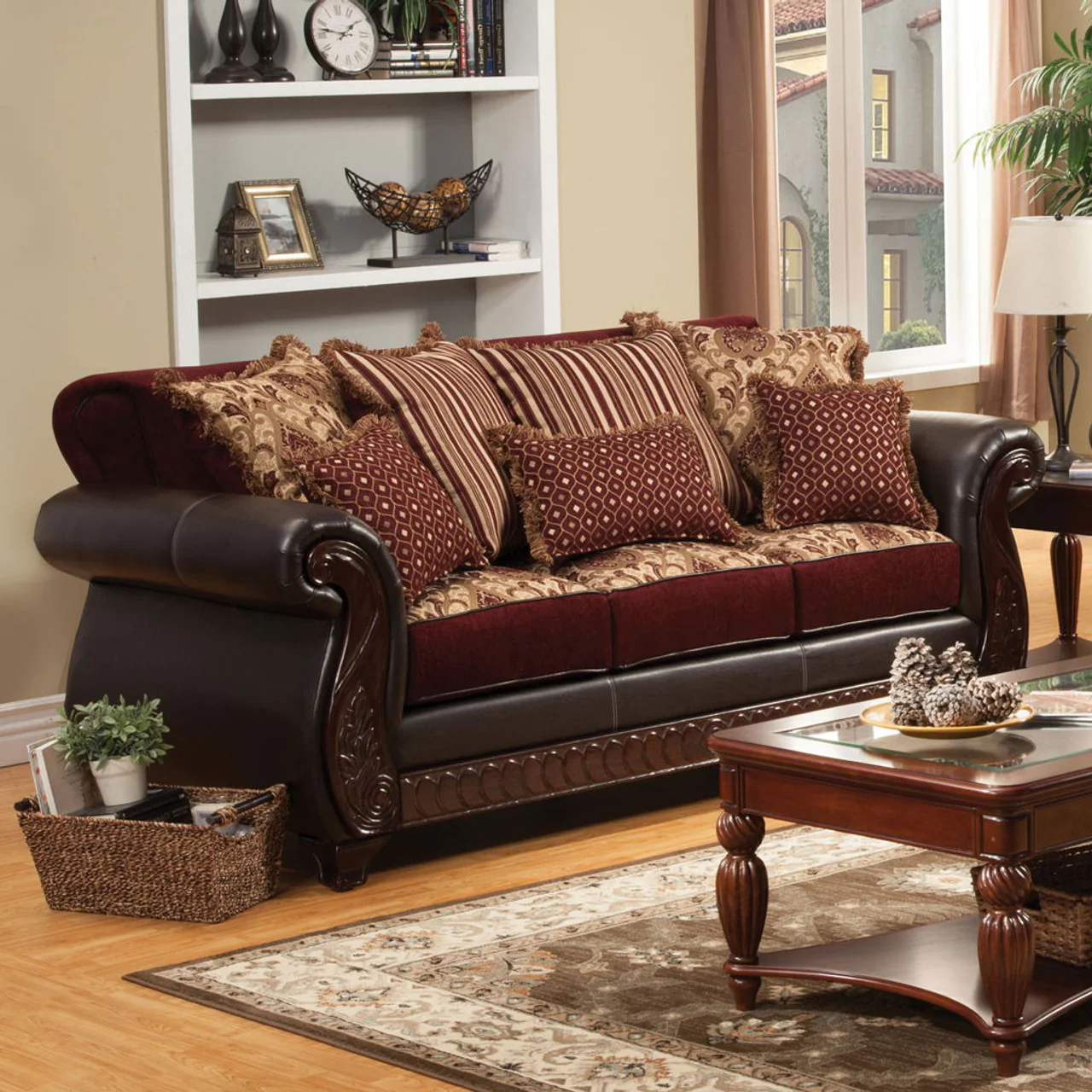 Franklin Burgundy/Espresso Sofa