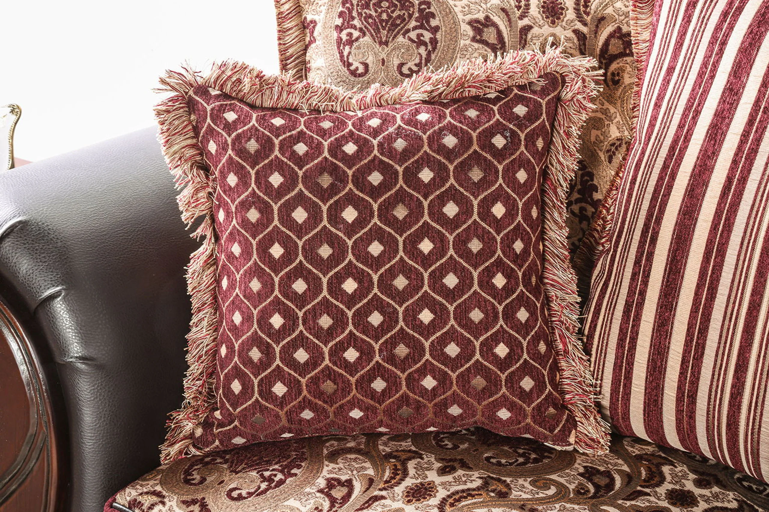 Franklin Burgundy/Espresso Sofa - Image 3