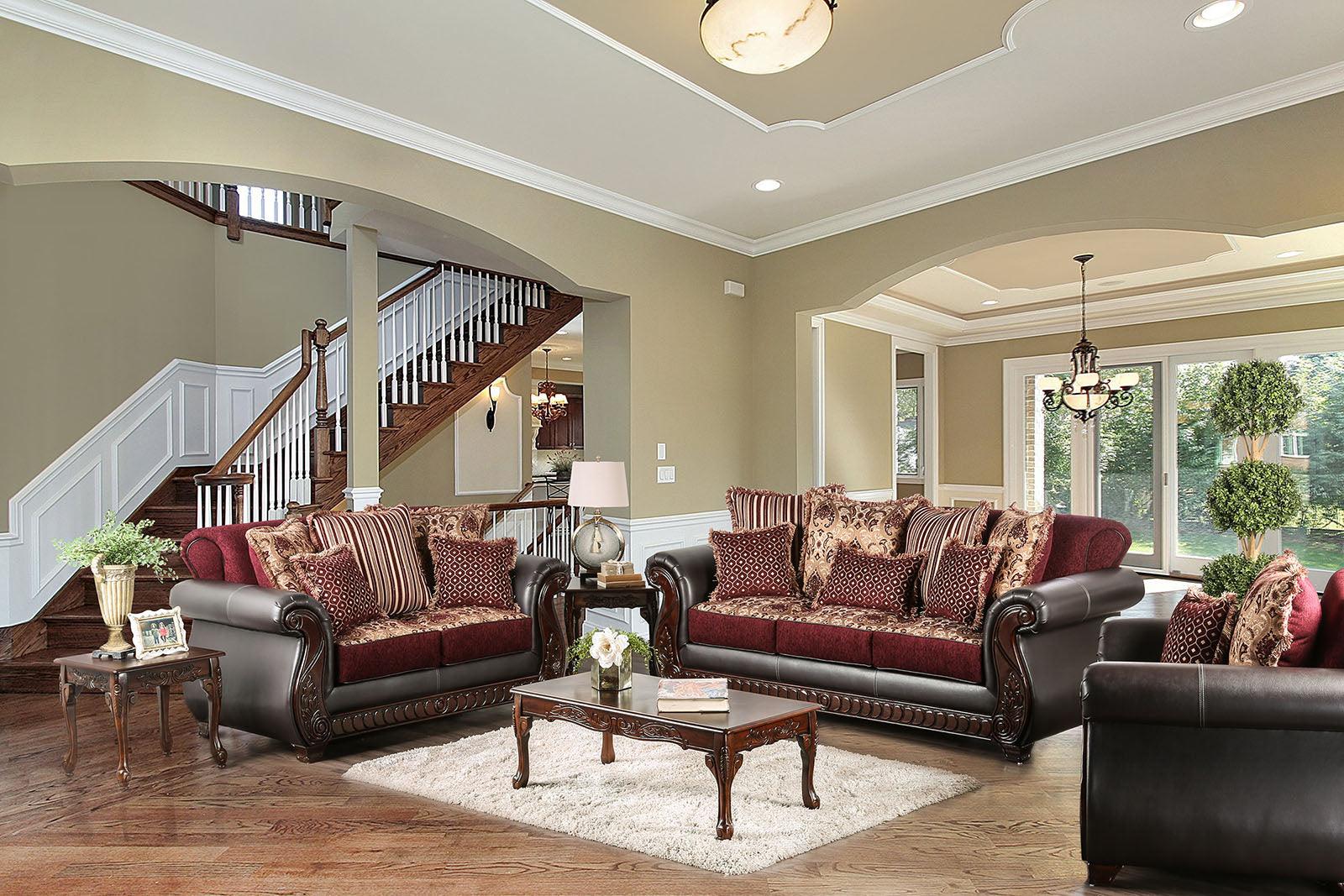 Franklin Burgundy/Espresso Sofa - Image 4