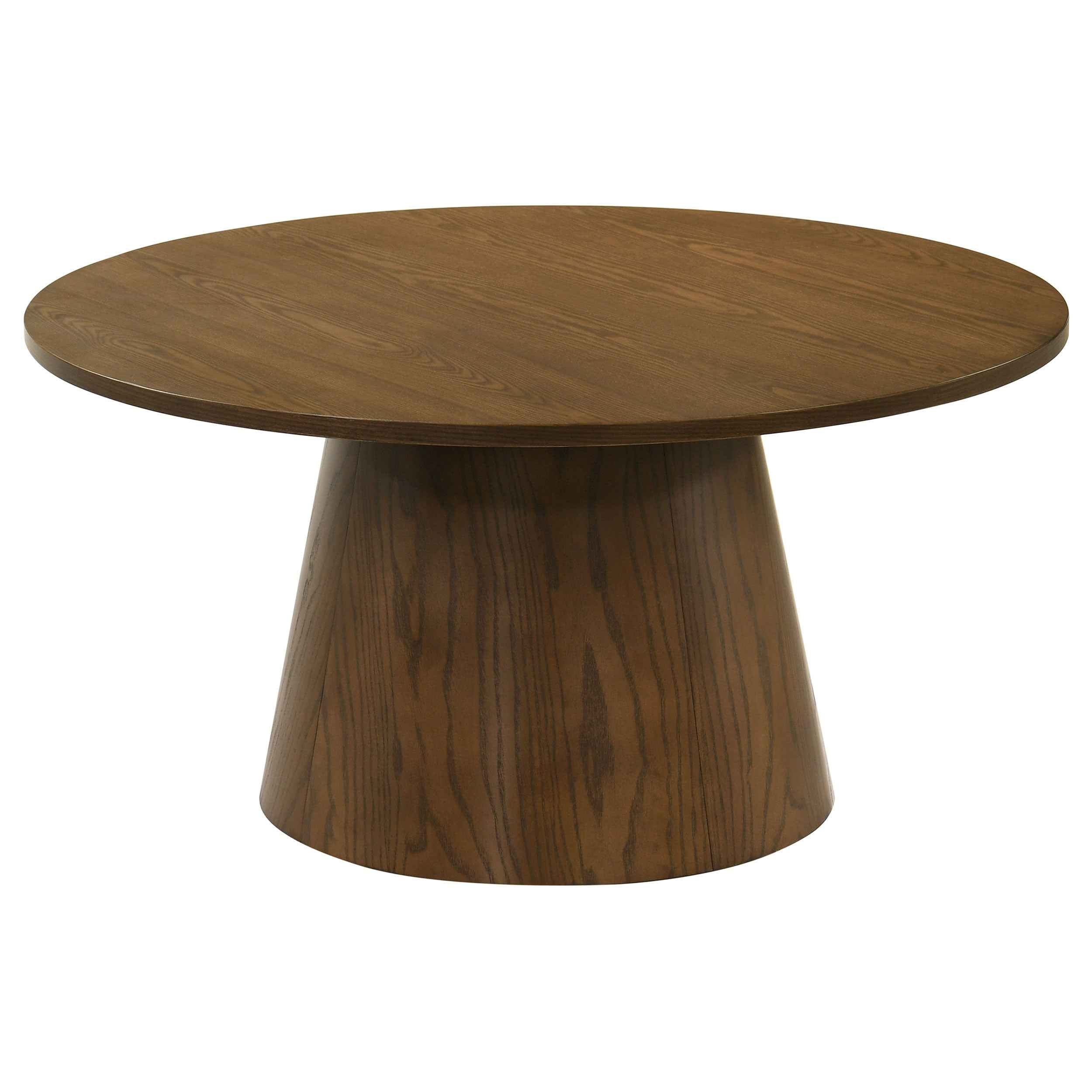 Franklin Dark Brown 3-piece Round Pedestal Coffee Table Set - Image 5