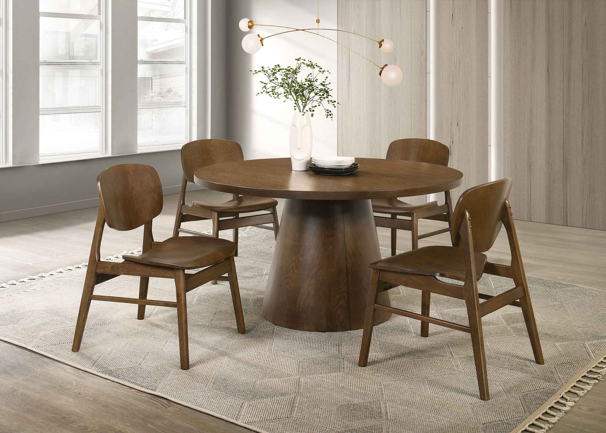 Franklin Dark Brown 5-piece 54-inch Round Dining Table Set