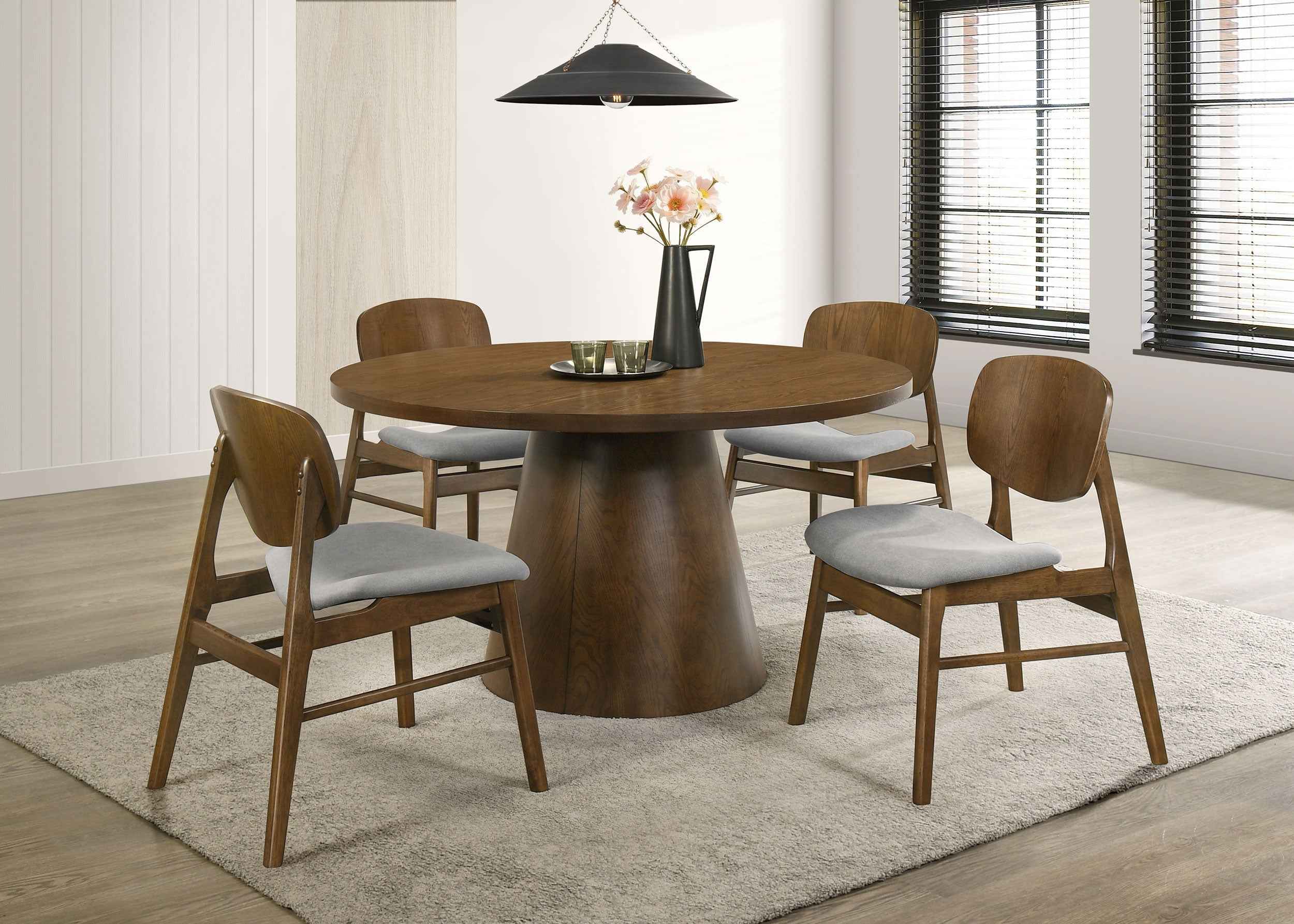 Franklin Dark Brown 54-inch Round Wood Pedestal Base Dining Table - Image 8