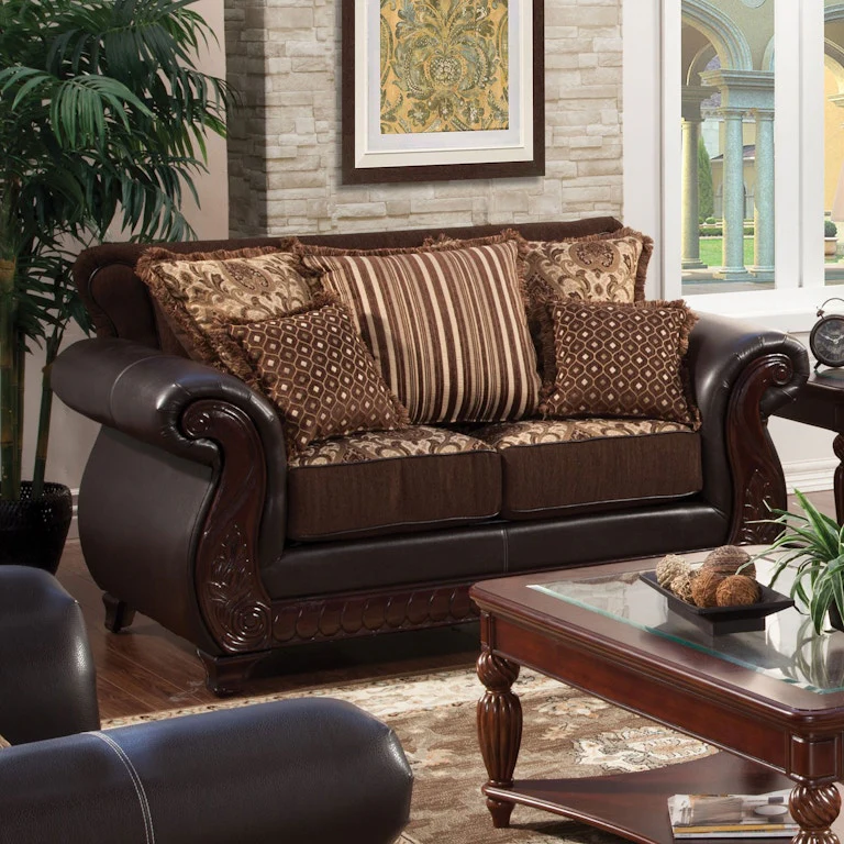 Franklin Dark Brown/Tan Loveseat