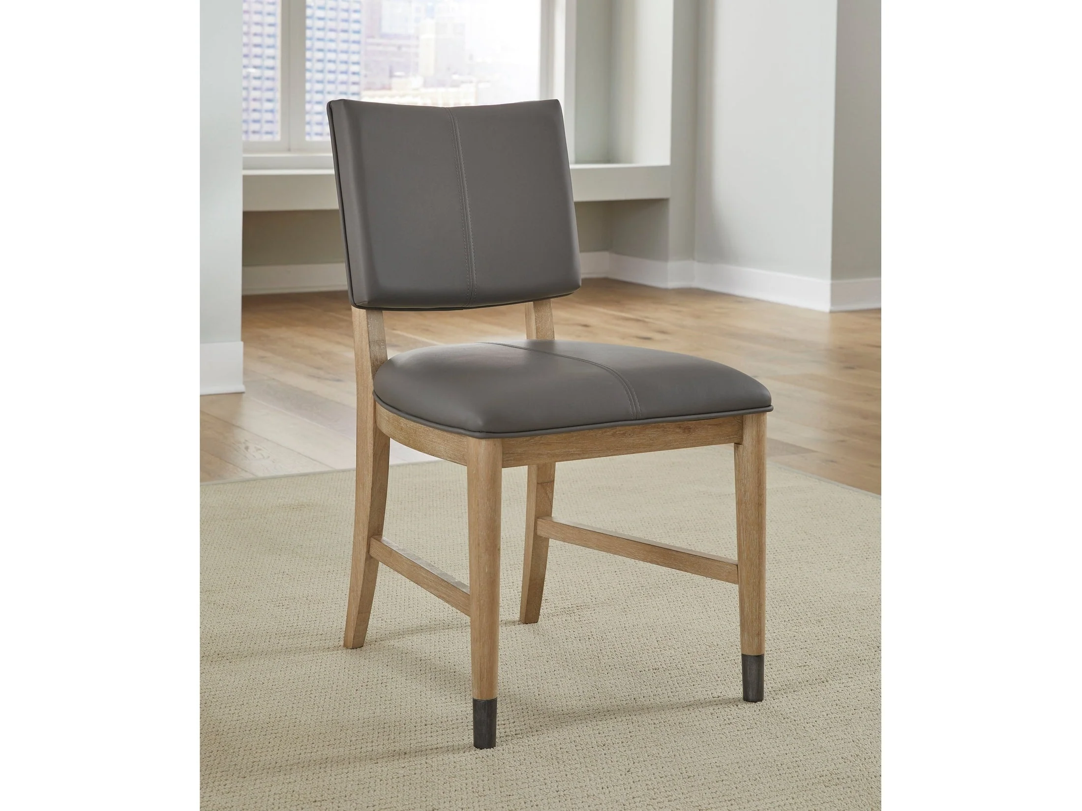 Franklin Dining Chair in Au Natural and Gray Leather (Set of 2)