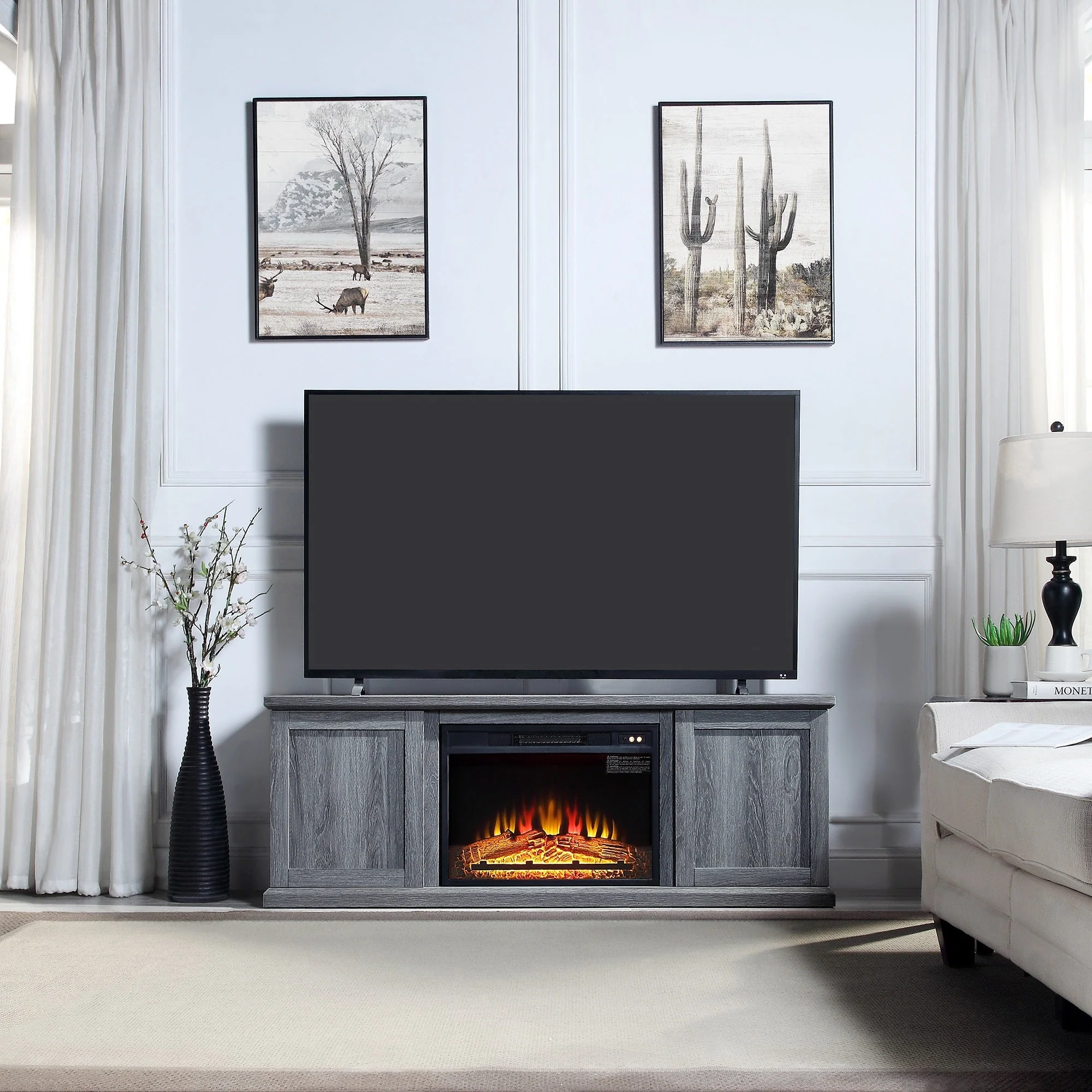 Franklin Fireplace in Grey - Image 2