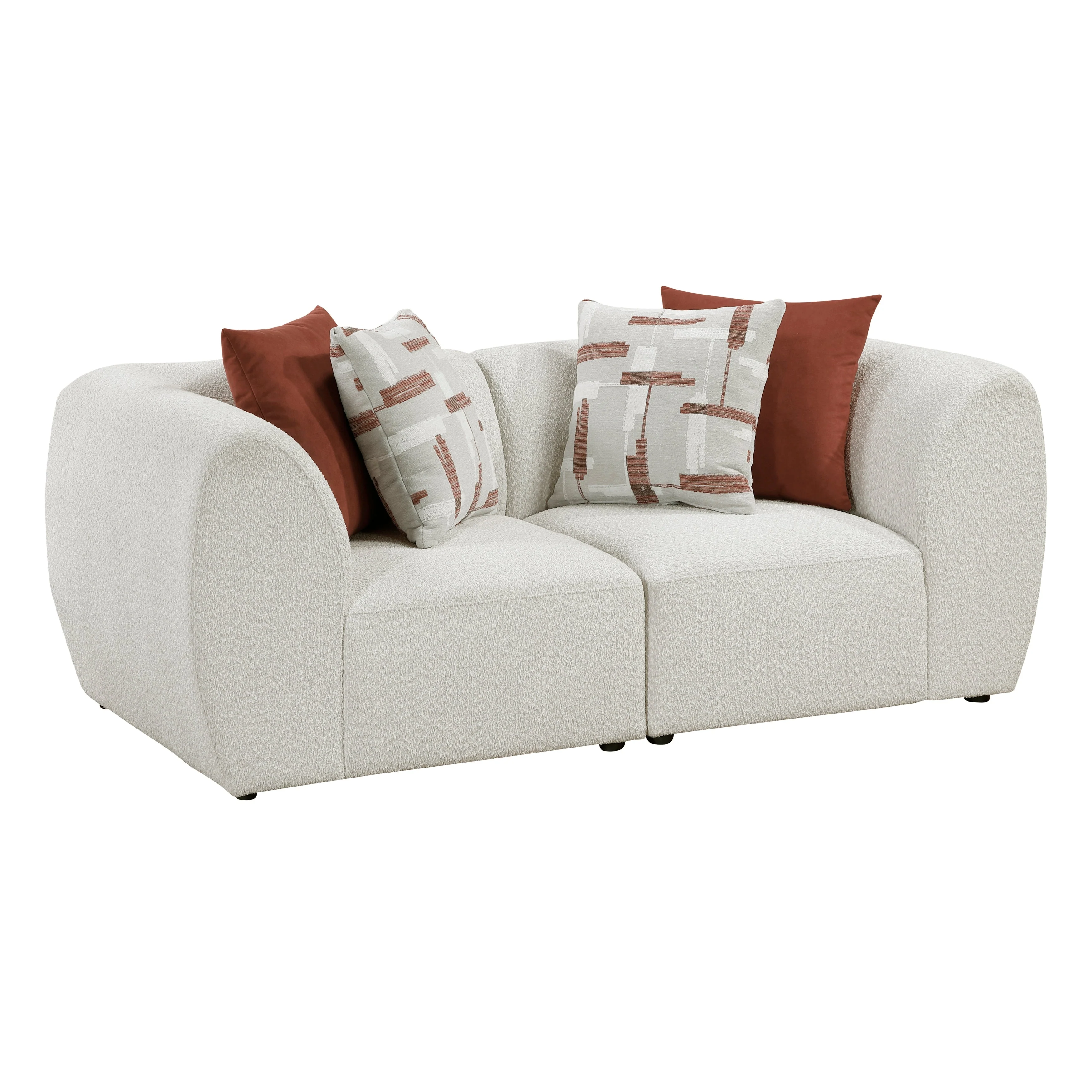 Franz Beige Chenille 3-Piece Modular Loveseat - Image 2