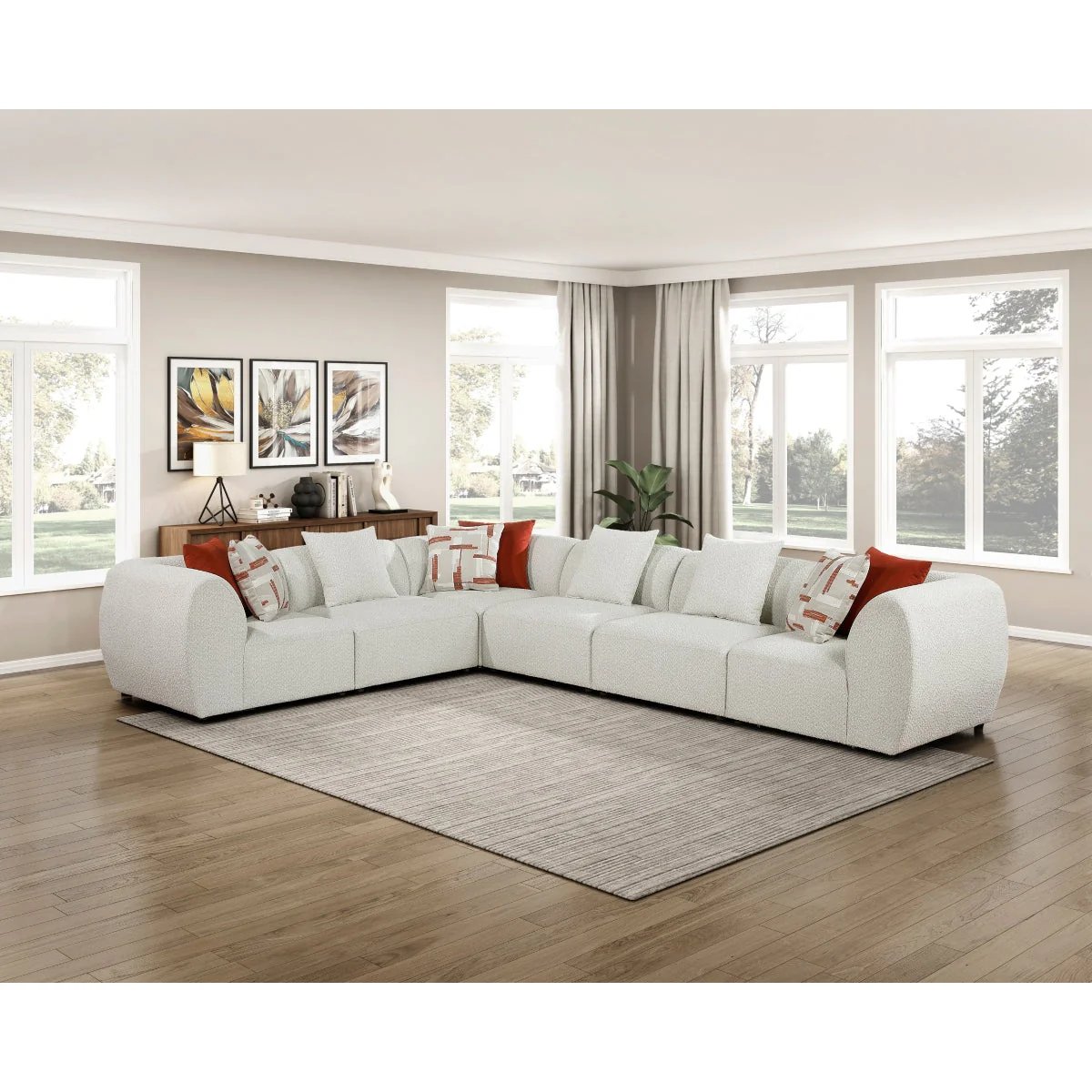 Franz Beige Chenille 6-Piece Modular Sectional - Image 22