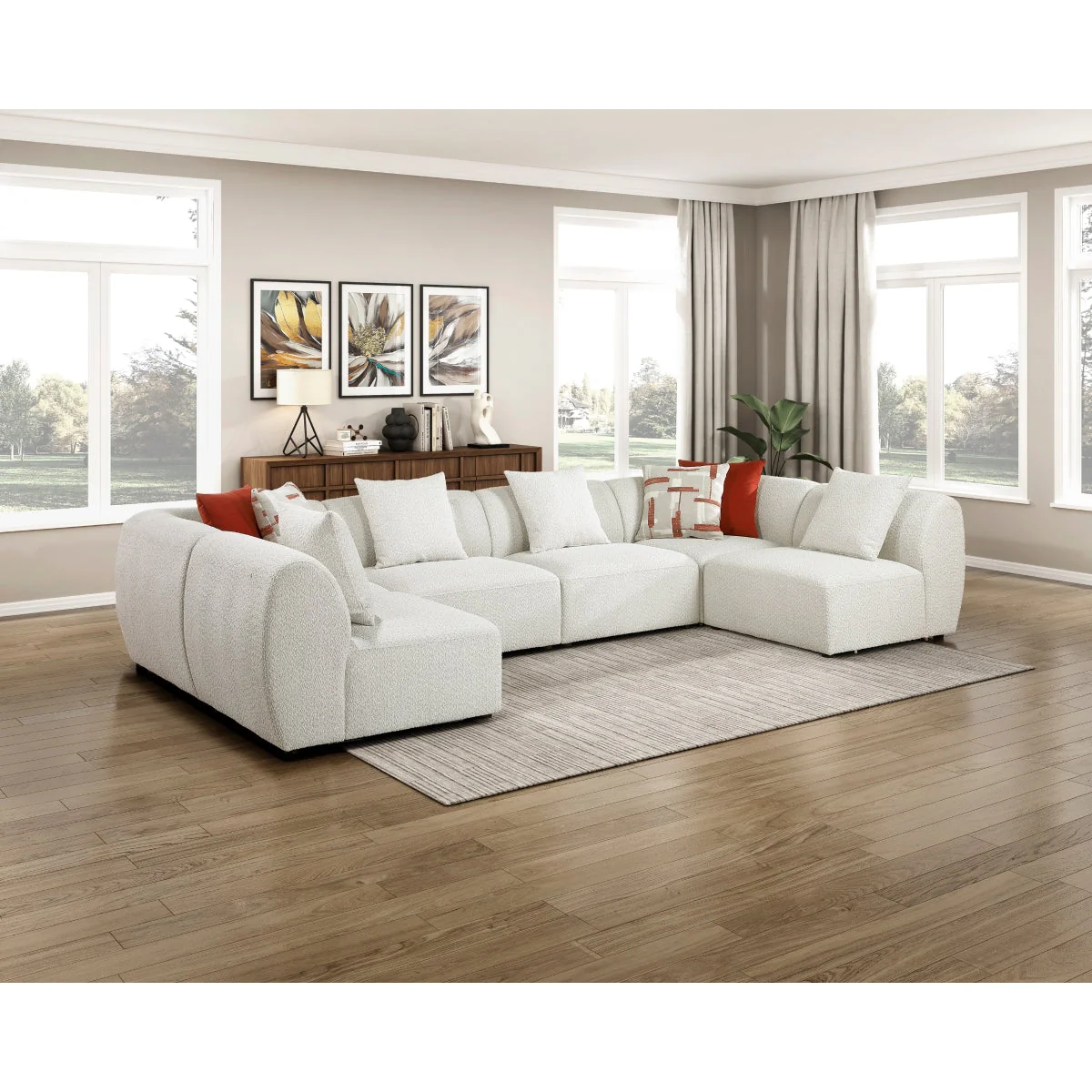Franz Beige Chenille 6-Piece Modular Sectional