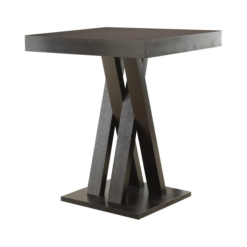 Freda Cappuccino Double X-Shaped Base Square Bar Table - Image 2