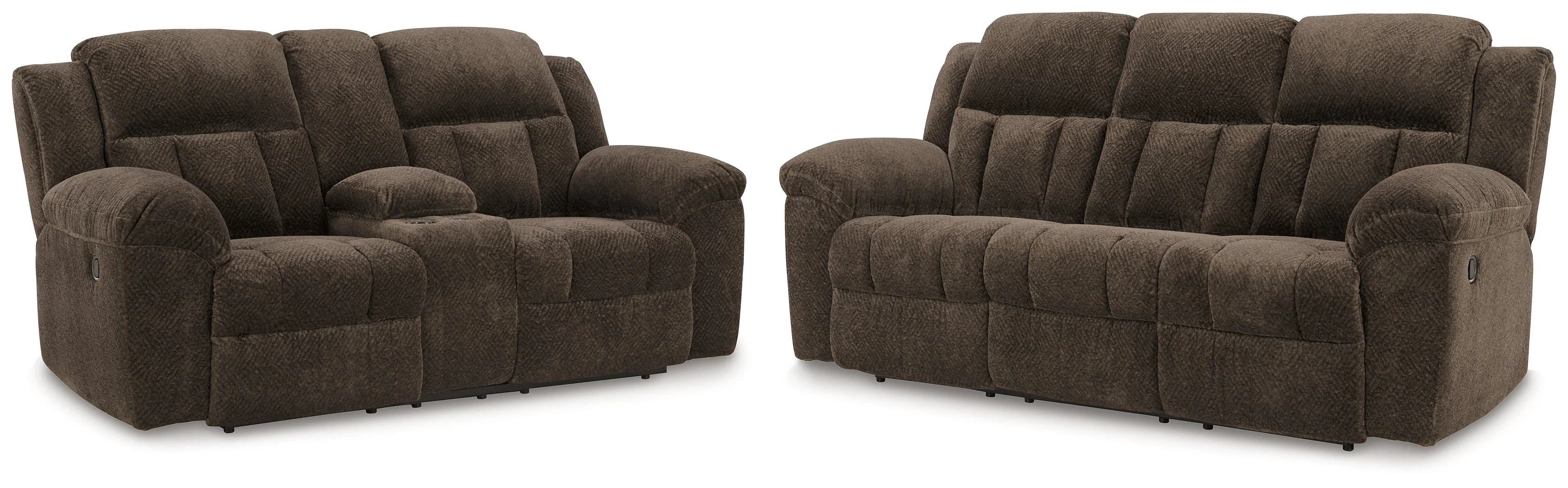 Frohn Chocolate Manual Reclining Sofa and Loveseat