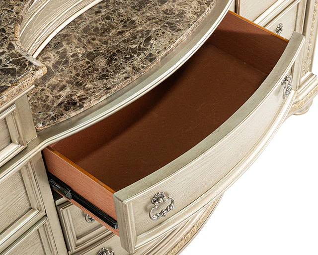 Fromberg Gold Champagne Dresser w/ Marble Top - Image 11