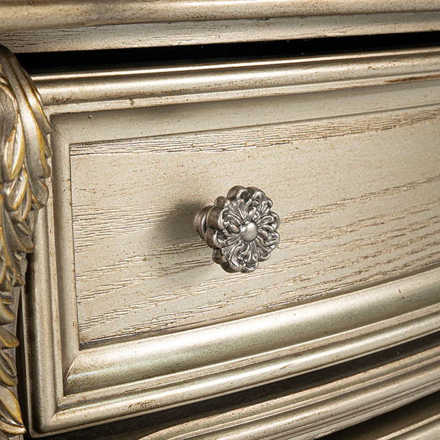 Fromberg Gold Champagne Nightstand w/ Marble Top - Image 8