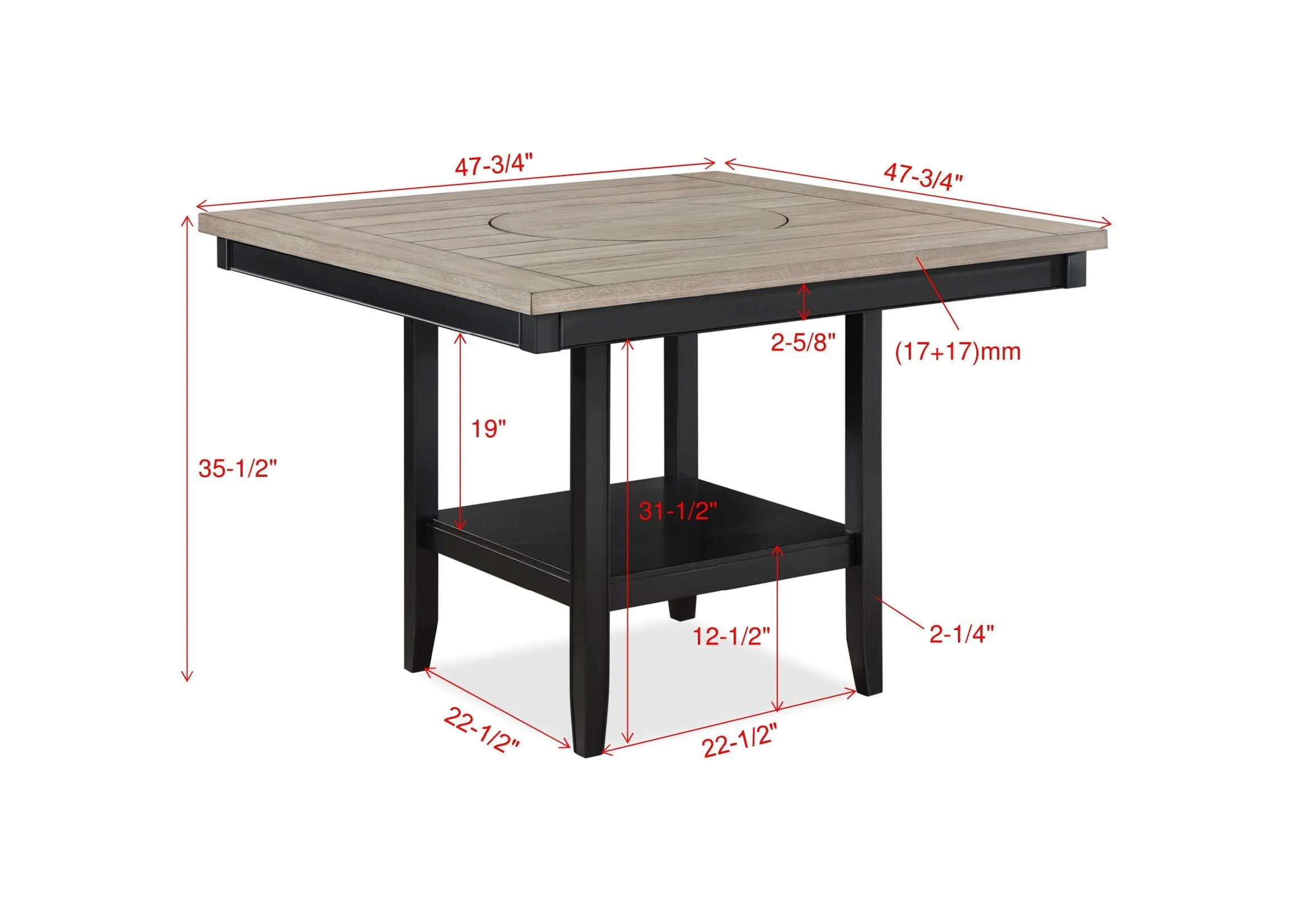 Fulton Charcoal and Light Gray Counter Hight Table - Image 5