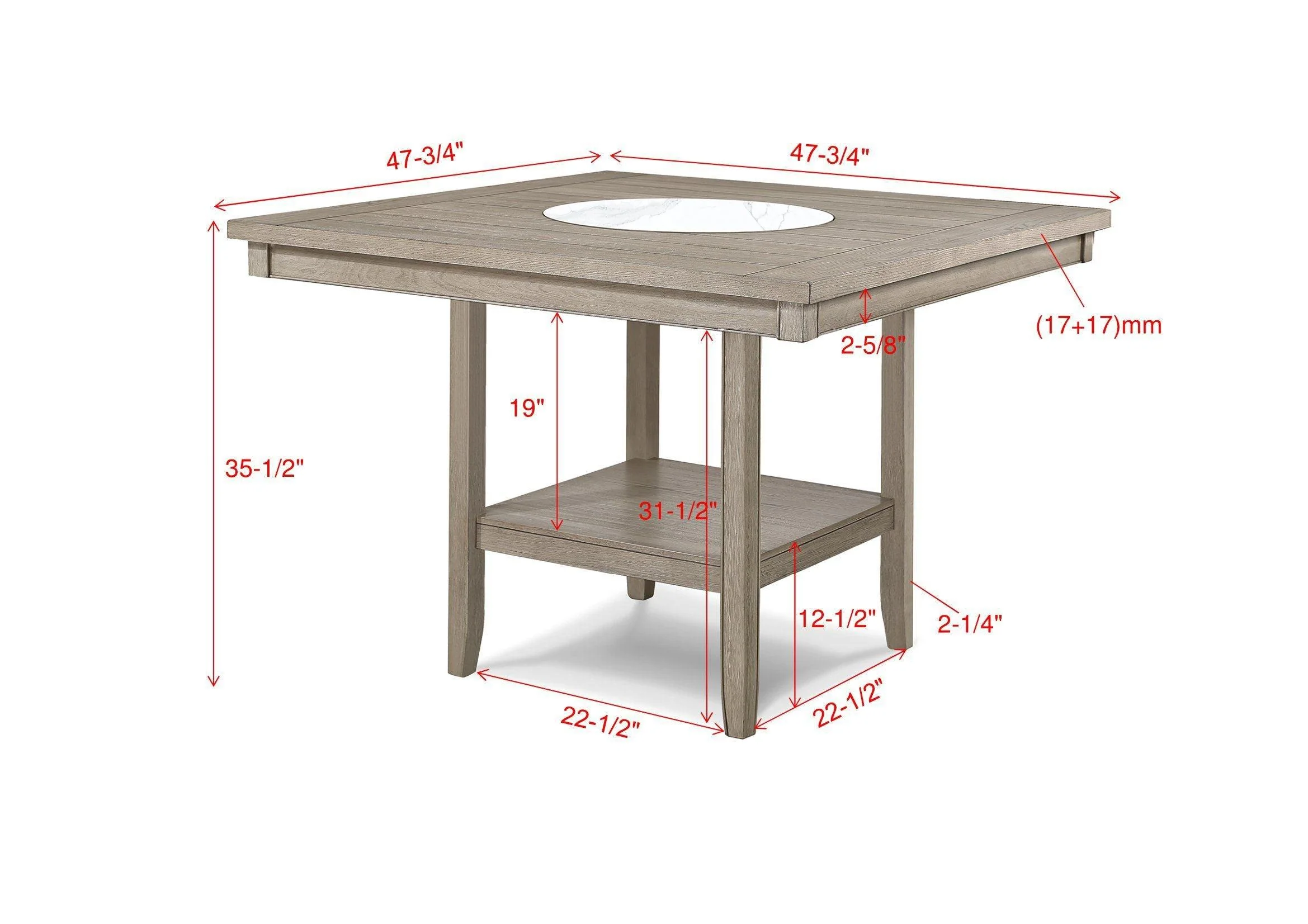 Fulton White Oak Counter Height Dining Table with Lazy Susan - Image 5