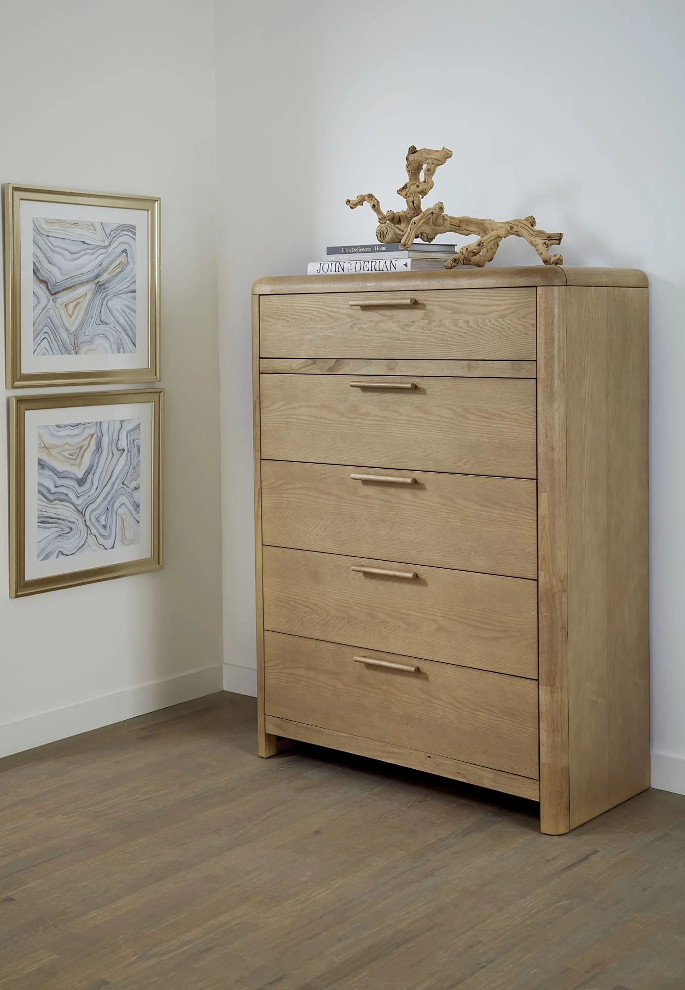 Furano Ginger Five Drawer Ash Wood Chest - Image 2