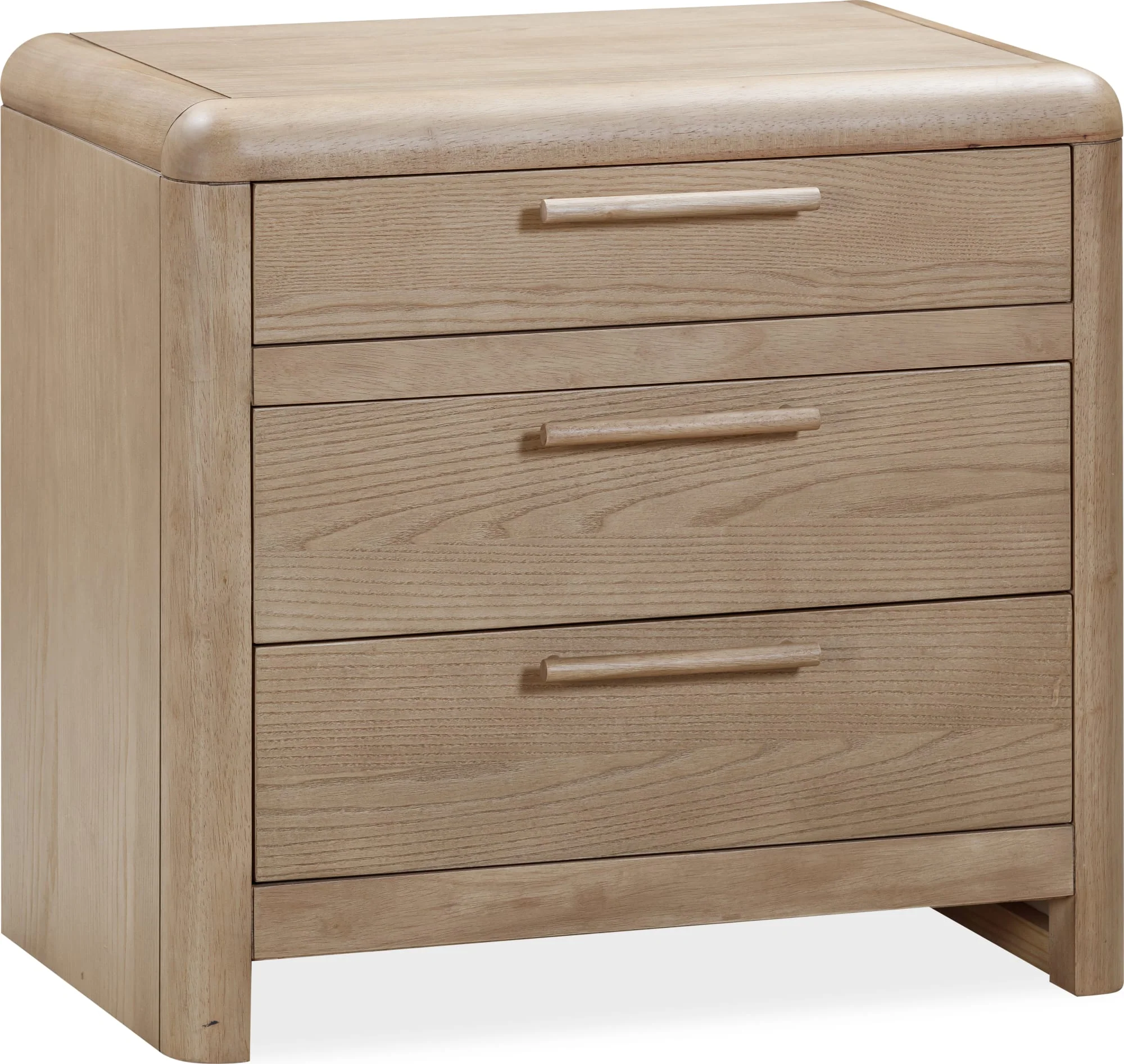 Furano Ginger Three Drawer Ash Wood Nightstand - Image 4