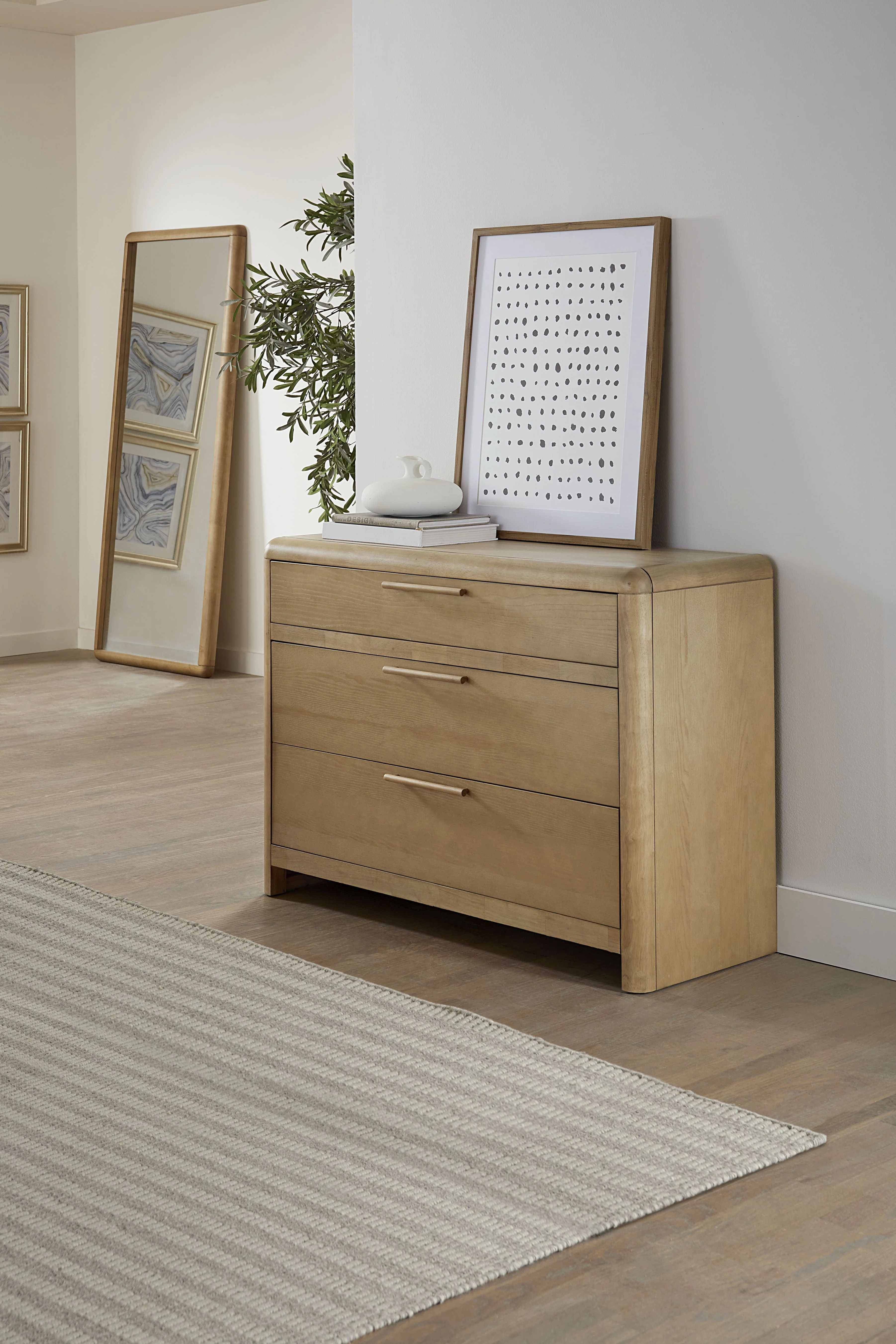 Furano Three Drawer Ash Wood Bachelor Chest in Ginger - Image 2