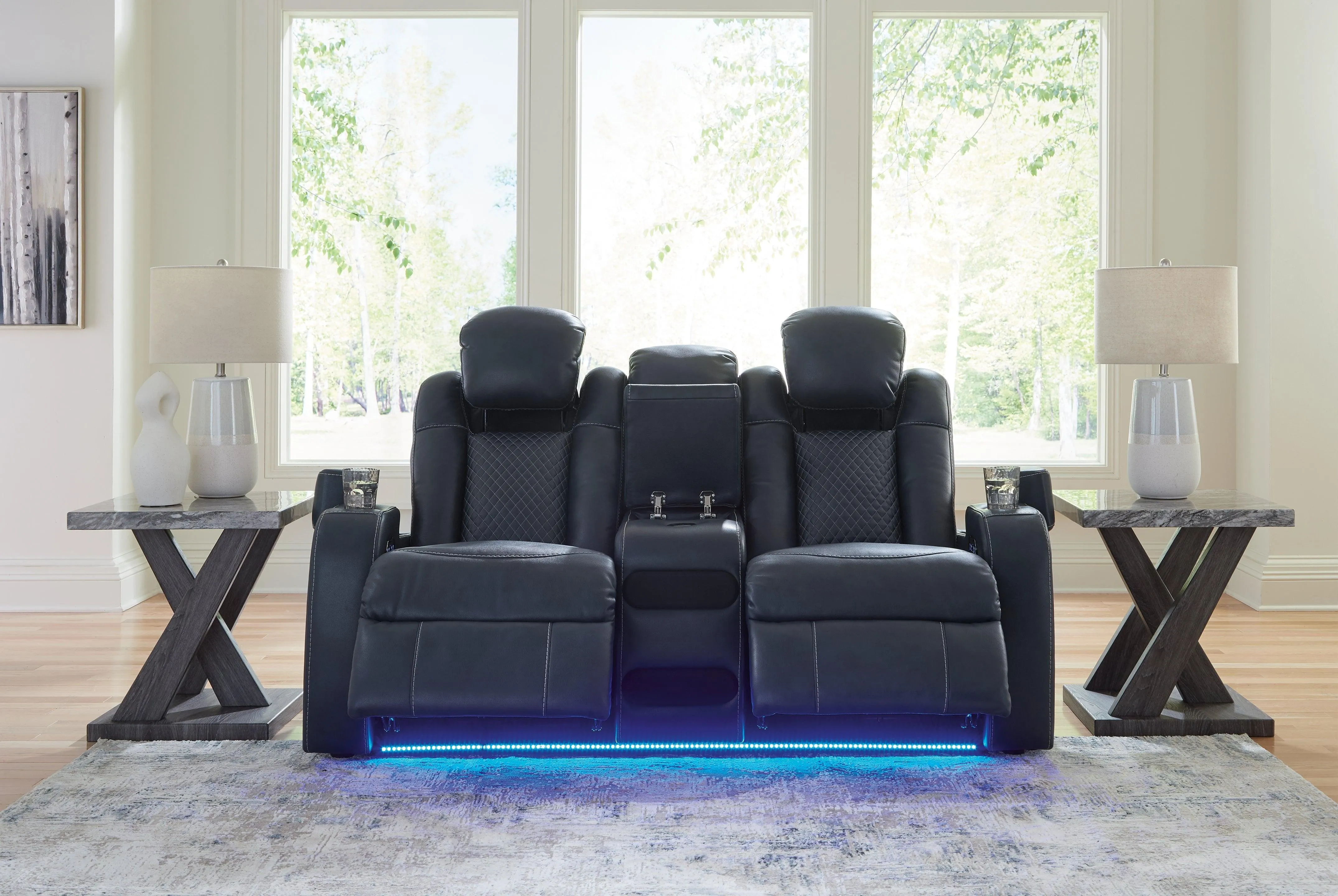 Fyne-Dyme Sapphire  Dual Power Reclining Loveseat with Console - Image 6