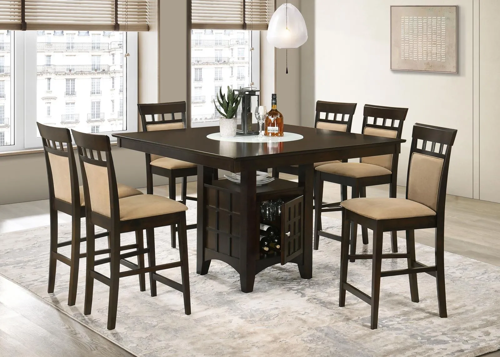 Gabriel Cappuccino and Tan Square Counter Height Dining Set - Image 2