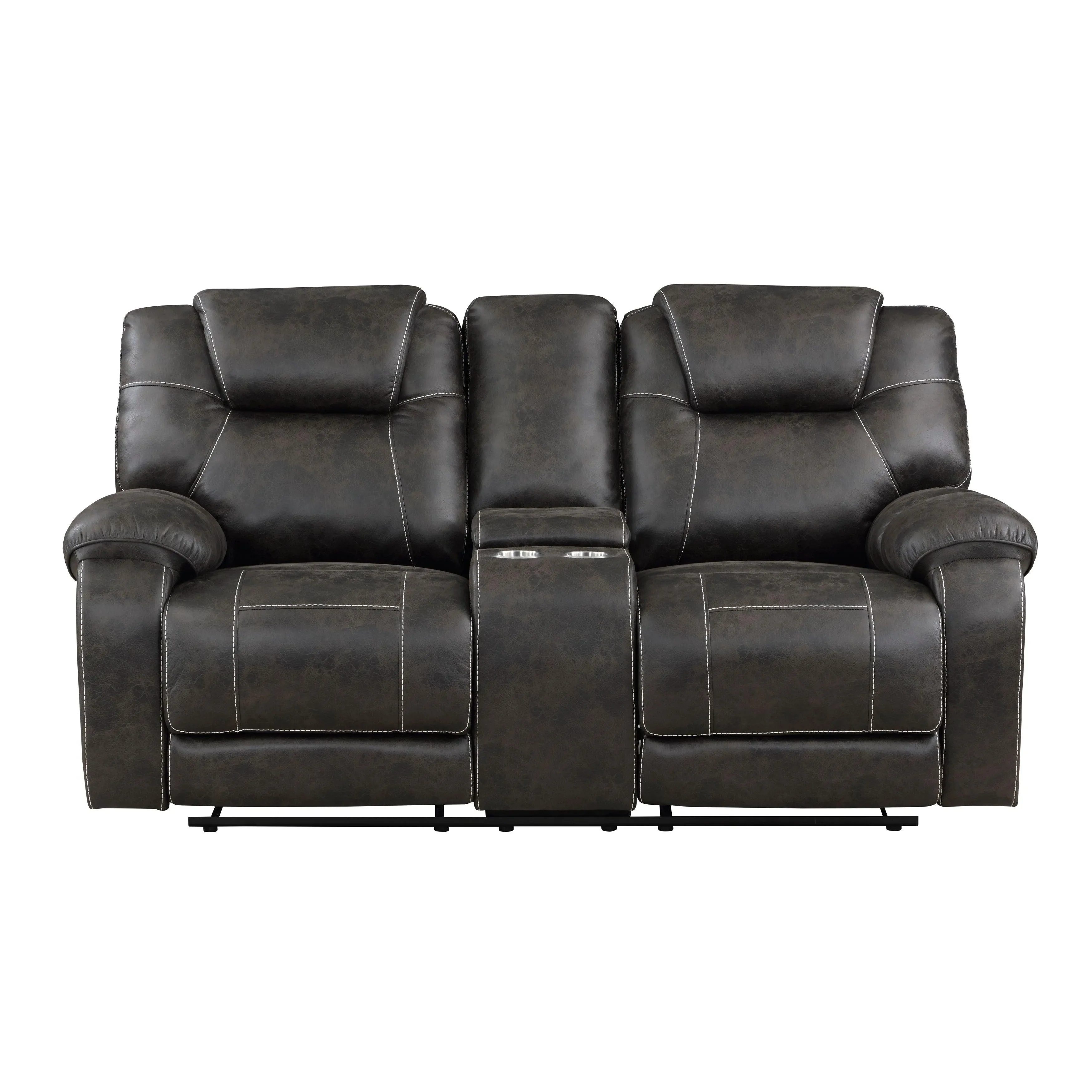 Gainesville Chocolate Double Reclining Loveseat with Center Console