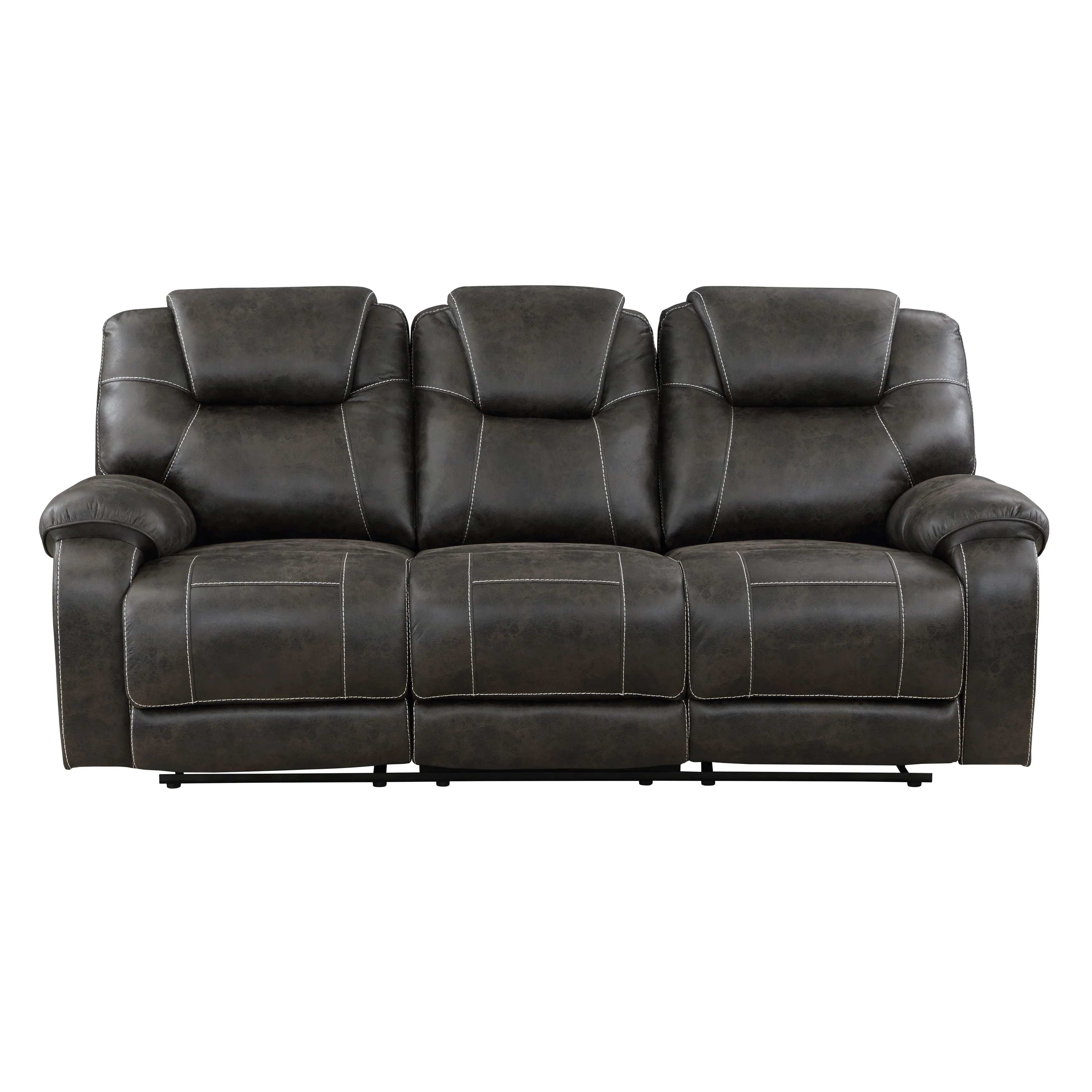 Gainesville Chocolate Microfiber Double Reclining Living Room Set - Image 3